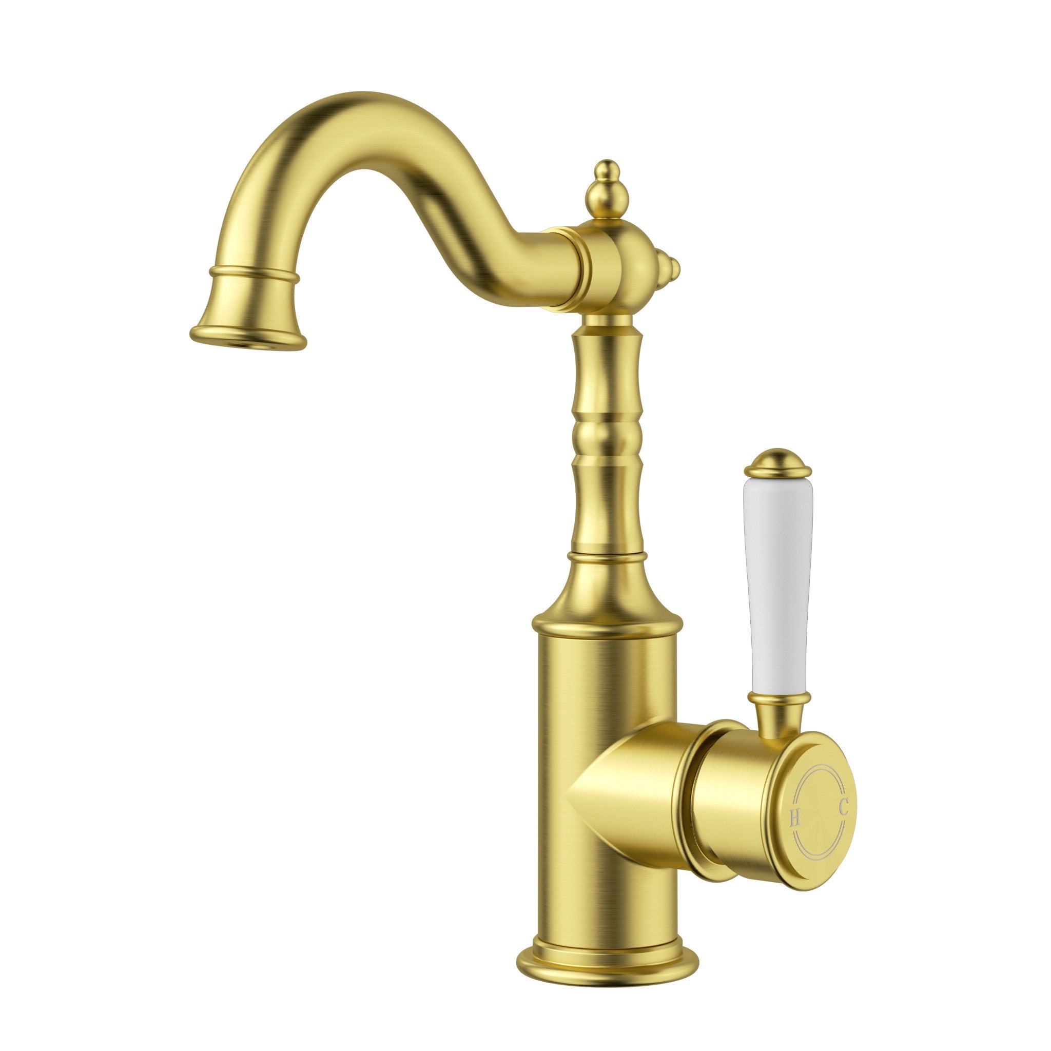 IKON CLASICO BASIN MIXER 35MM BRUSHED GOLD (CERAMIC HANDLE) | Austpek ...