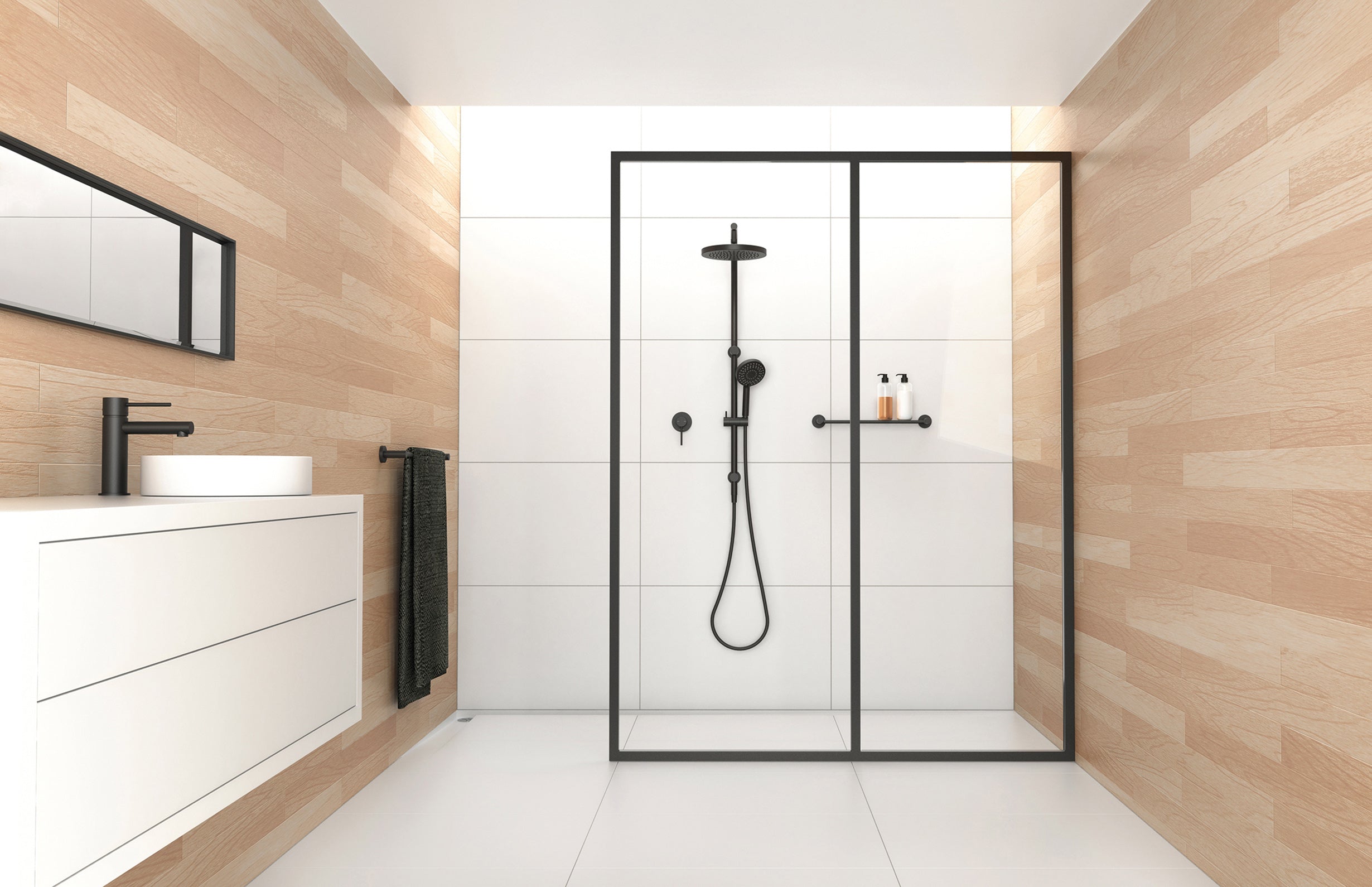 PHOENIX VIVID SLIMLINE SWITCHMIX WALL AND SHOWER MIXER MATTE BLACK