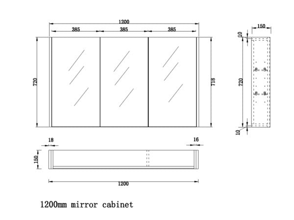 RIVA GENEVA DARK OAK MIRROR SHAVING CABINET 1200MM