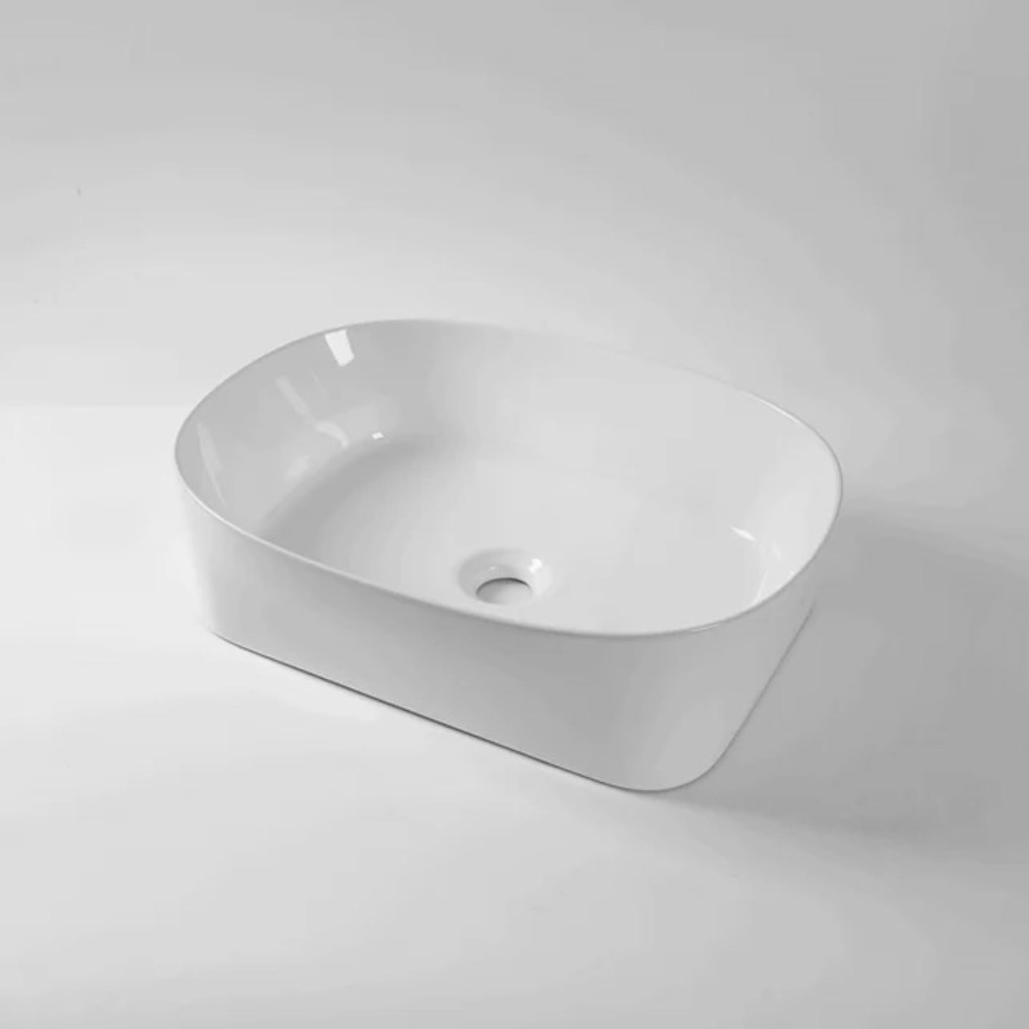 AQUAPERLA CERAMIC OVAL ABOVE COUNTER BASIN GLOSS WHITE 500MM