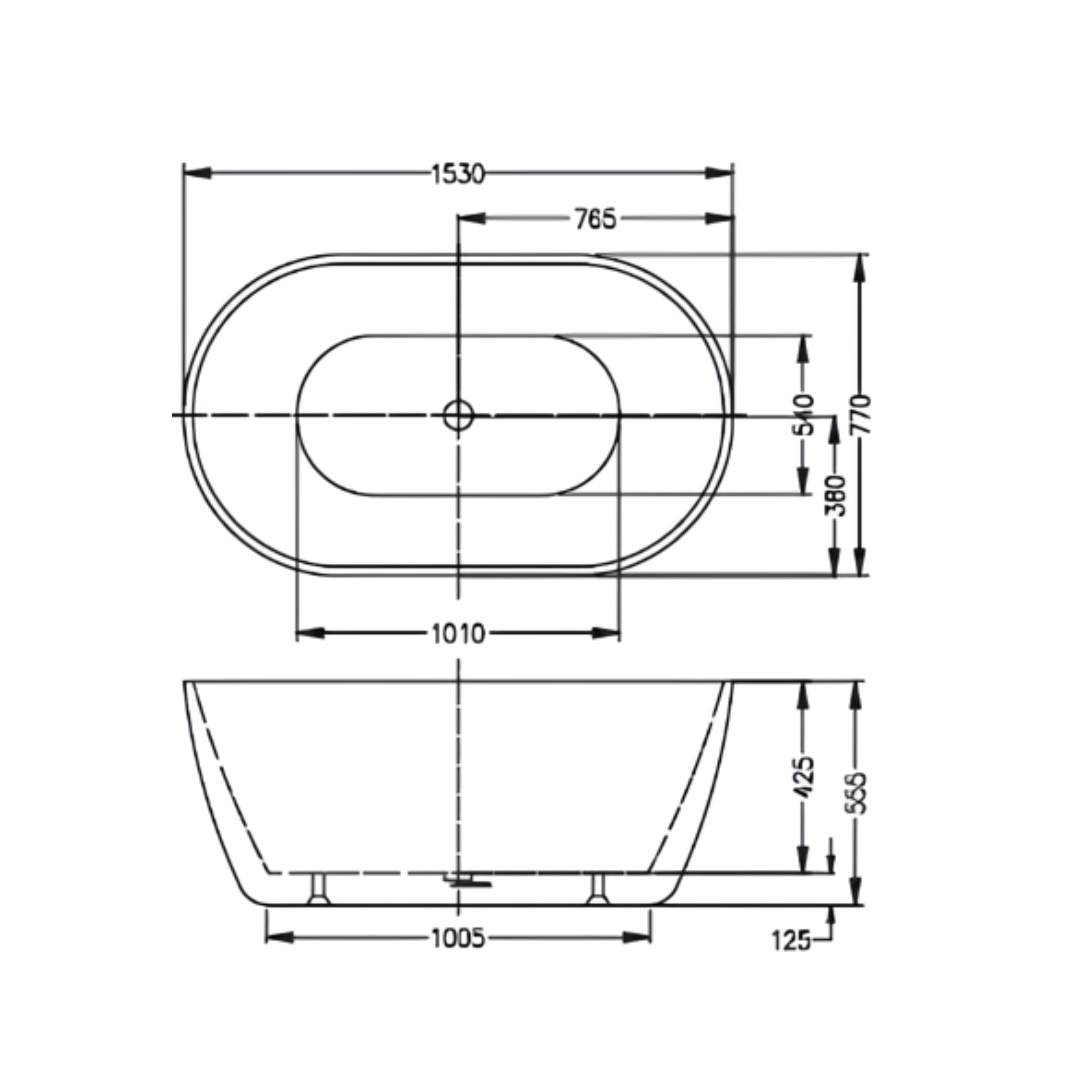 INFINITY NOAH FREESTANDING BATHTUB GLOSS WHITE (AVAILABLE IN 1400MM, 1500MM AND 1700MM)