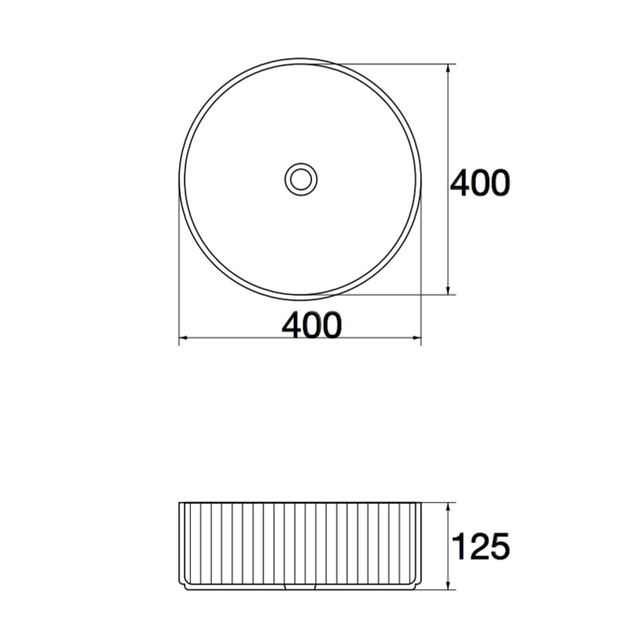 AQUAPERLA CERAMIC FLUTED ROUND ABOVE COUNTER BASIN GLOSS WHITE 400MM