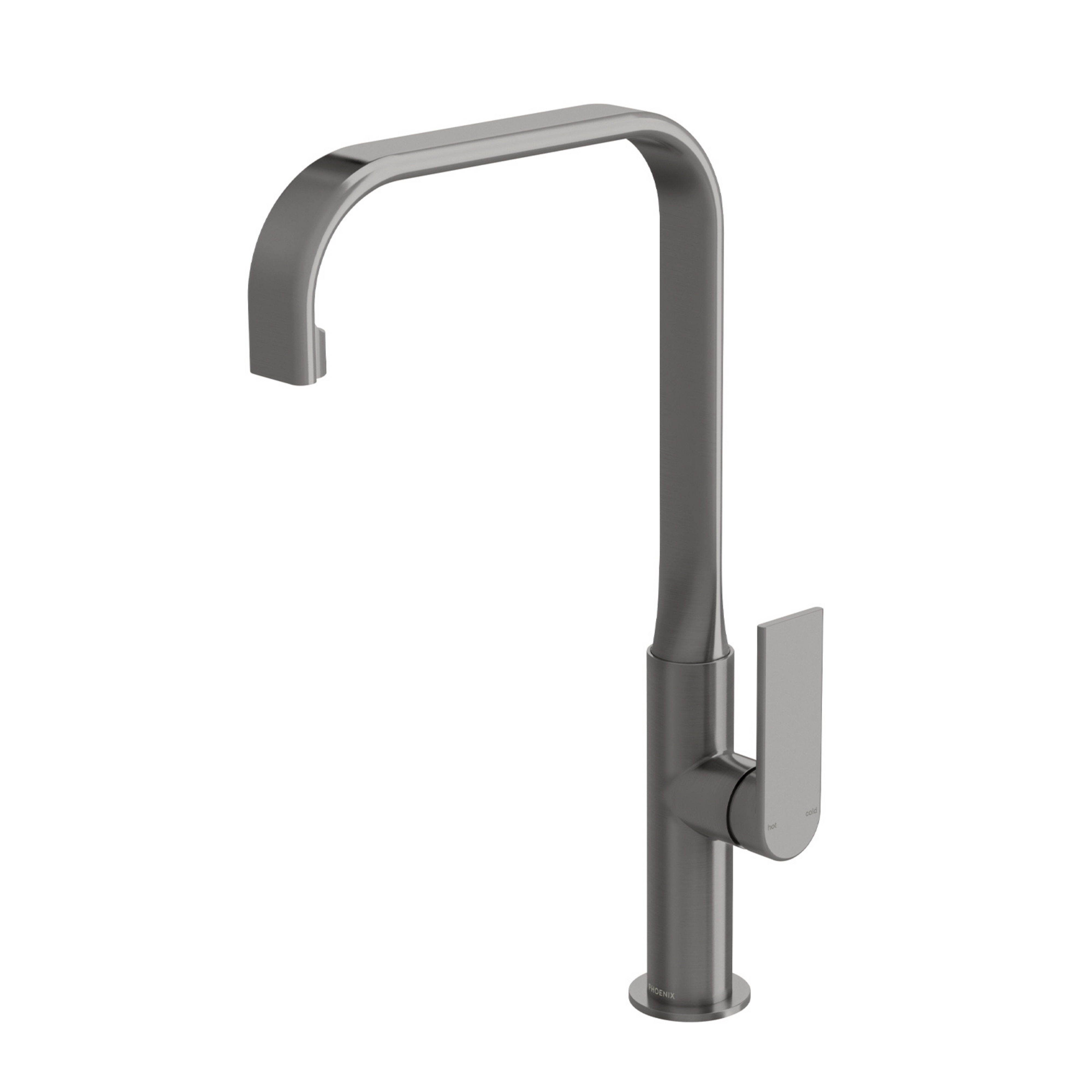 PHOENIX TEEL SQUARELINE SINK MIXER 200MM BRUSHED CARBON