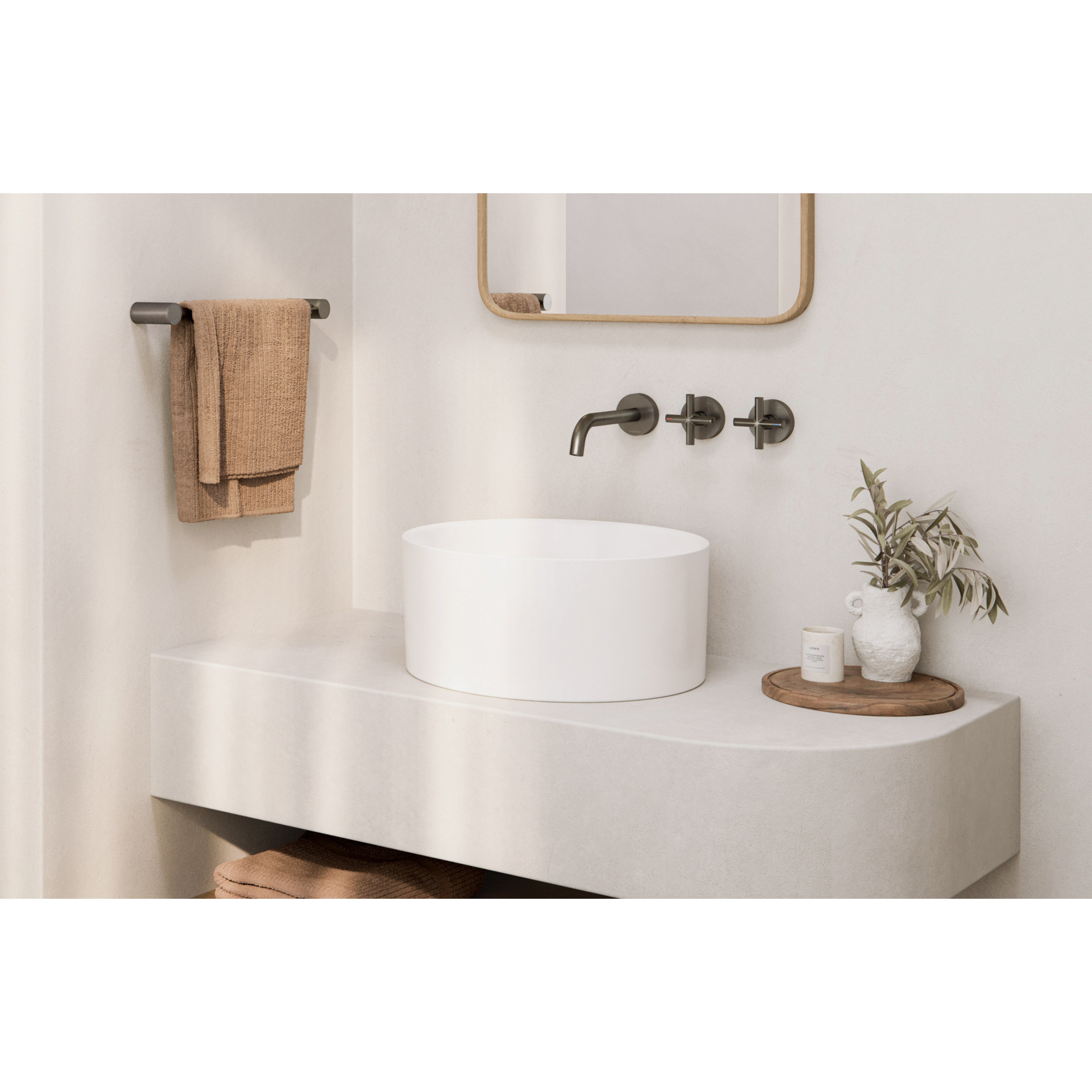 PHOENIX VIVID SLIMLINE PLUS WALL BASIN / BATH OUTLET 180MM BRUSHED CARBON