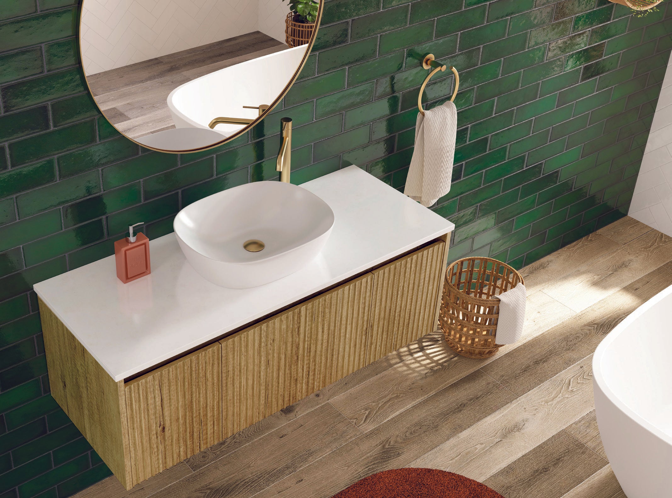 FIENZA ALINA SCANDI OAK FLUTED 1200MM SINGLE BOWL WALL HUNG VANITY