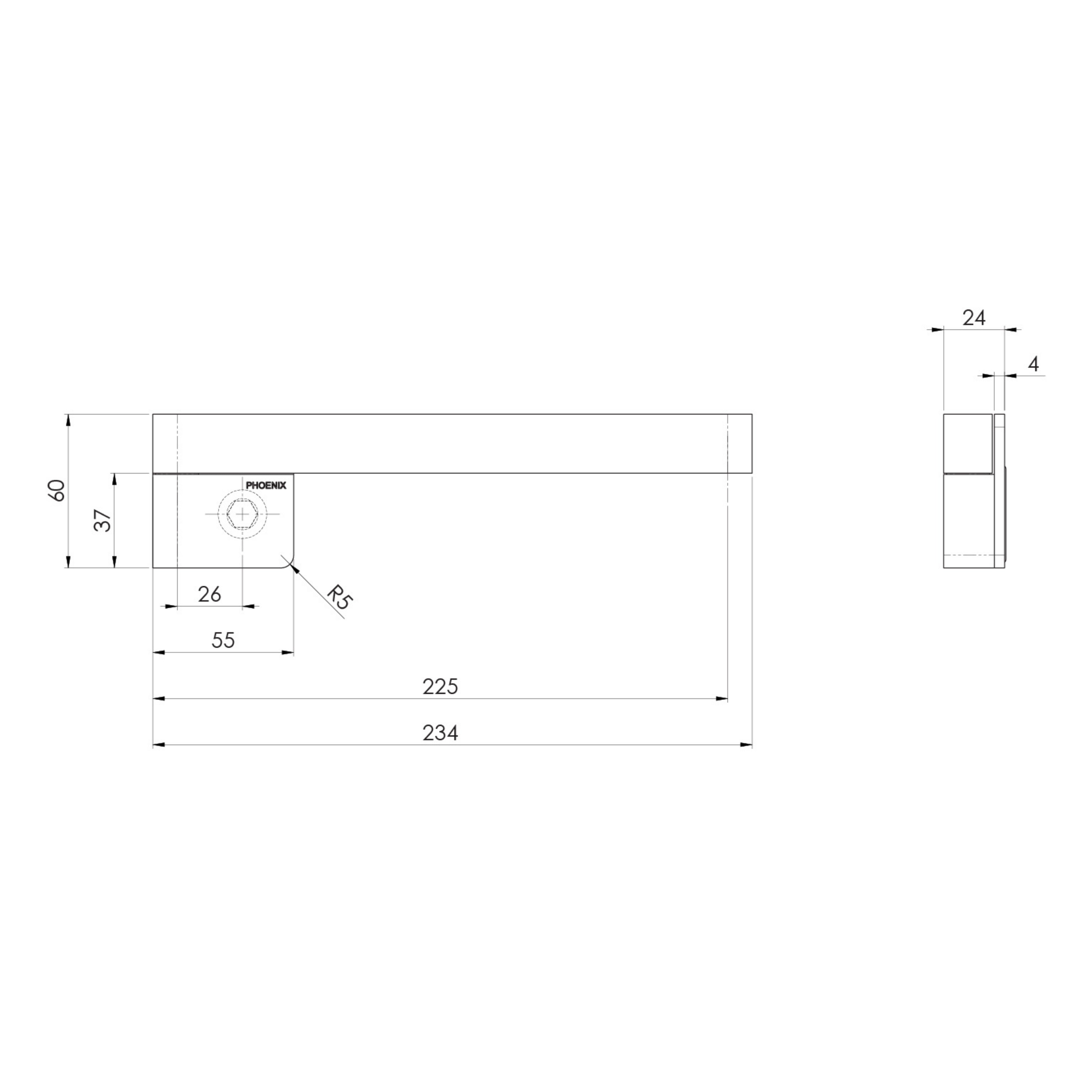 PHOENIX DESIGNER SWIVEL BATH OUTLET BRUSHED CARBON