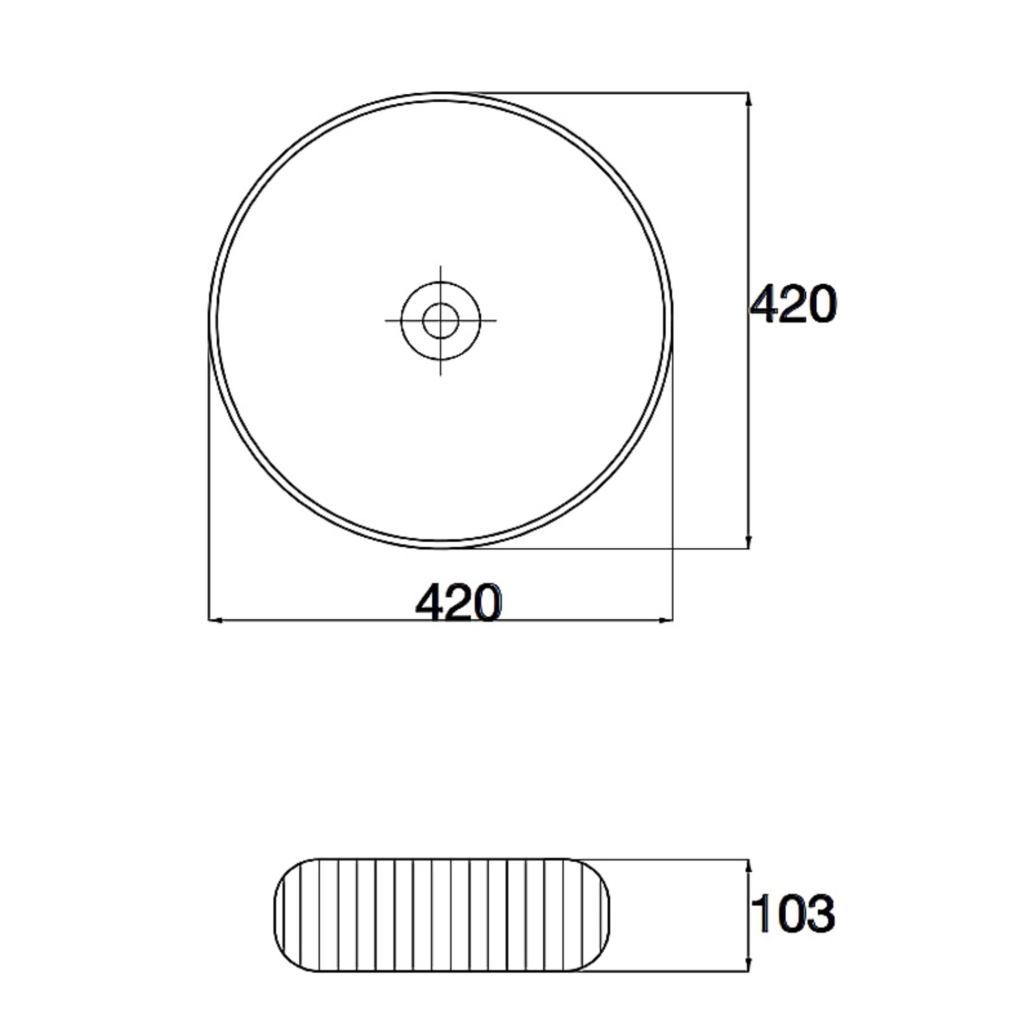 AQUAPERLA CERAMIC FLUTED ROUND ABOVE COUNTER BASIN GLOSS WHITE 420MM