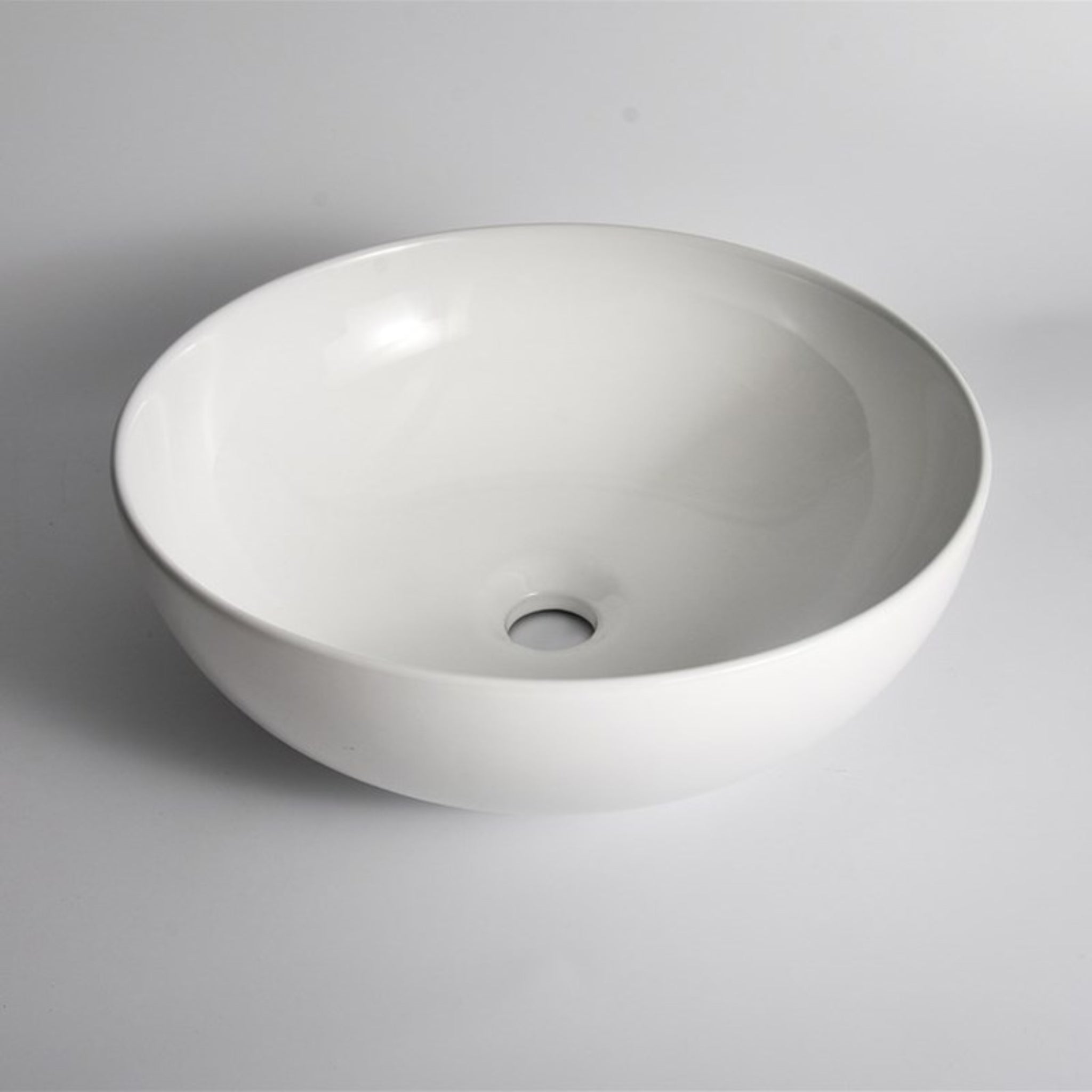 AQUAPERLA CERAMIC ROUND ABOVE COUNTER BASIN GLOSS WHITE 400MM