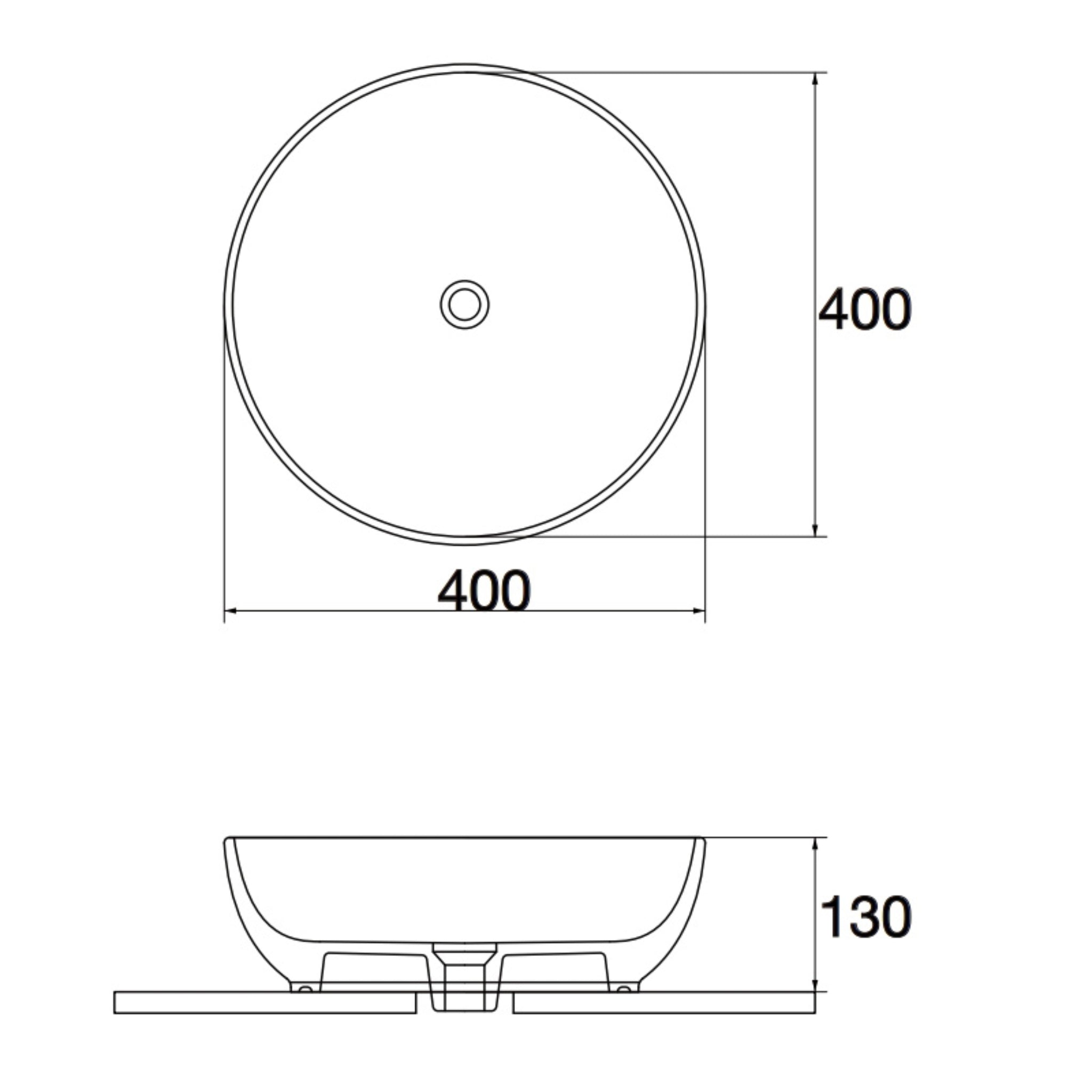 AQUAPERLA CERAMIC ROUND ABOVE COUNTER BASIN GLOSS WHITE 400MM