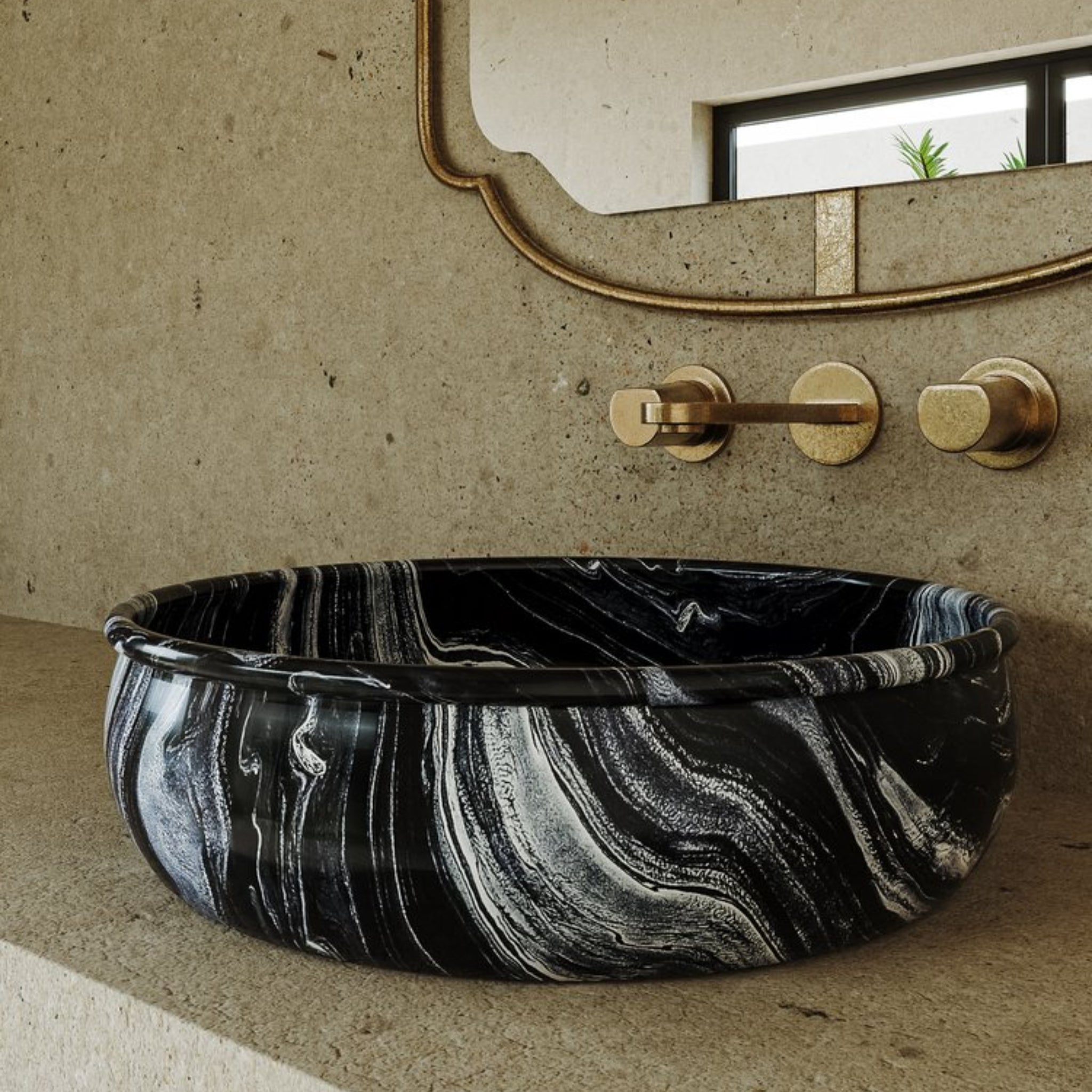 CARVUS VAN ROUND ABOVE COUNTER MARBLE BASIN BHAINSLANA BLACK 457MM