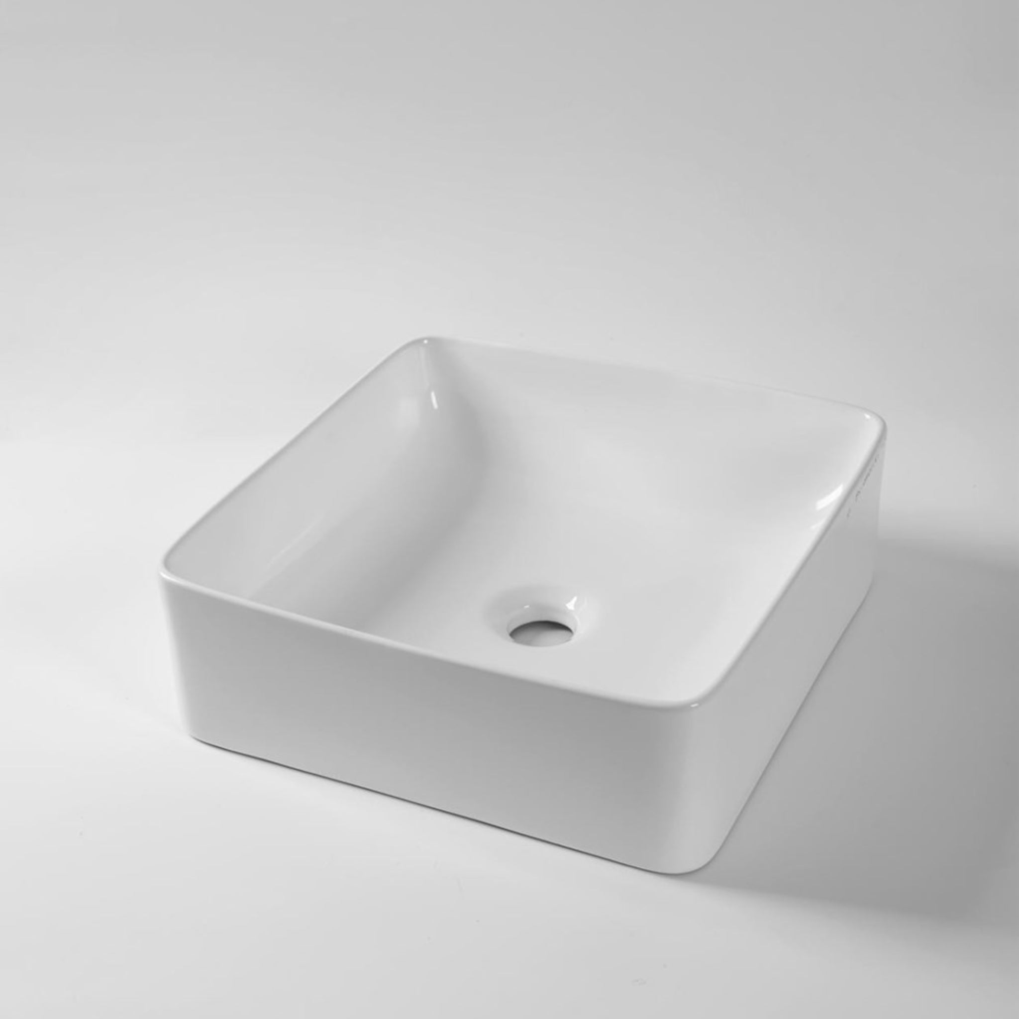 AQUAPERLA CERAMIC SQUARE ABOVE COUNTER BASIN GLOSS WHITE 365MM