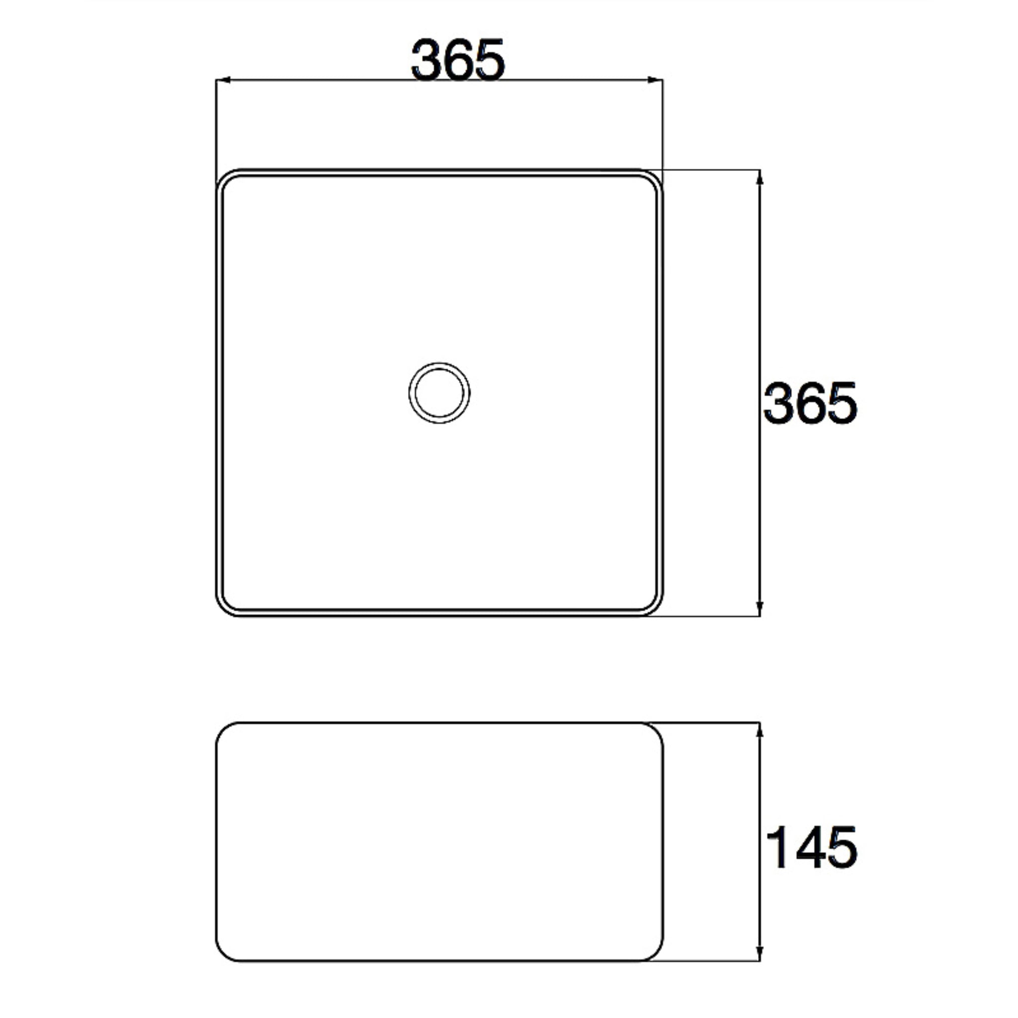 AQUAPERLA CERAMIC SQUARE ABOVE COUNTER BASIN GLOSS WHITE 365MM