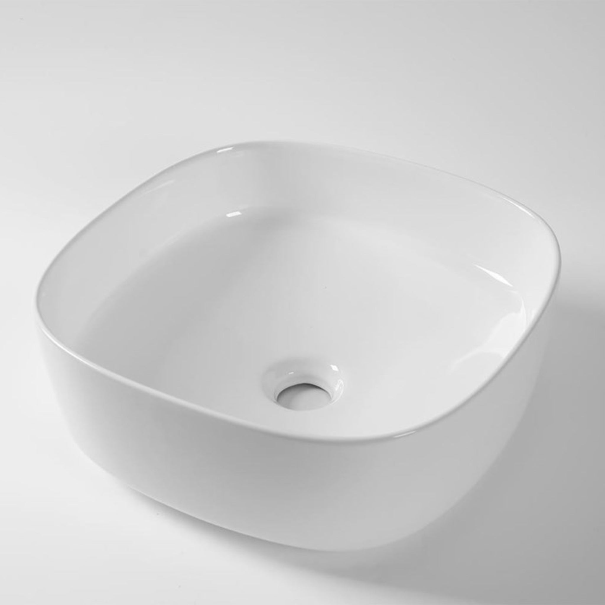 AQUAPERLA CERAMIC SQUARE ABOVE COUNTER BASIN GLOSS WHITE 370MM