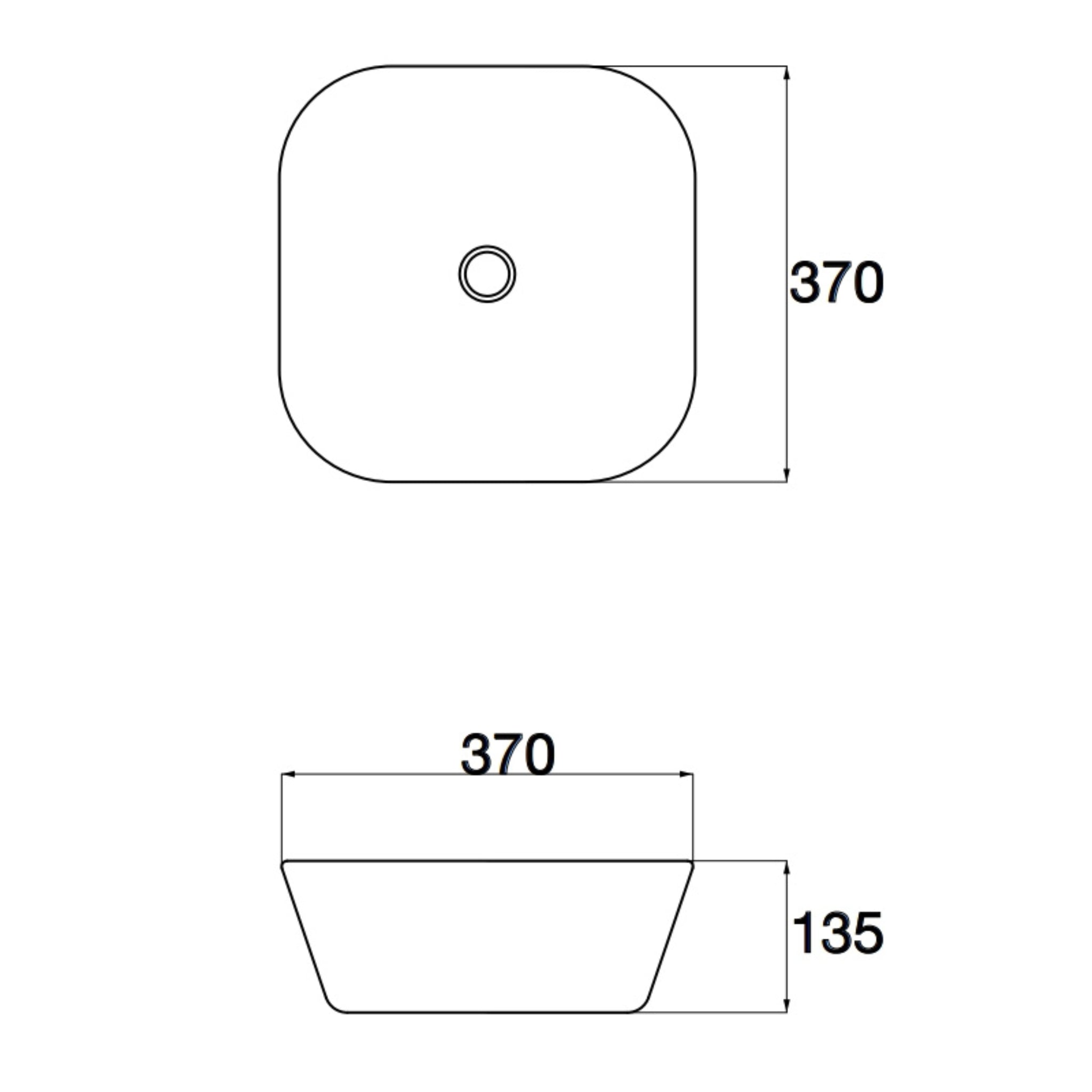 AQUAPERLA CERAMIC SQUARE ABOVE COUNTER BASIN GLOSS WHITE 370MM