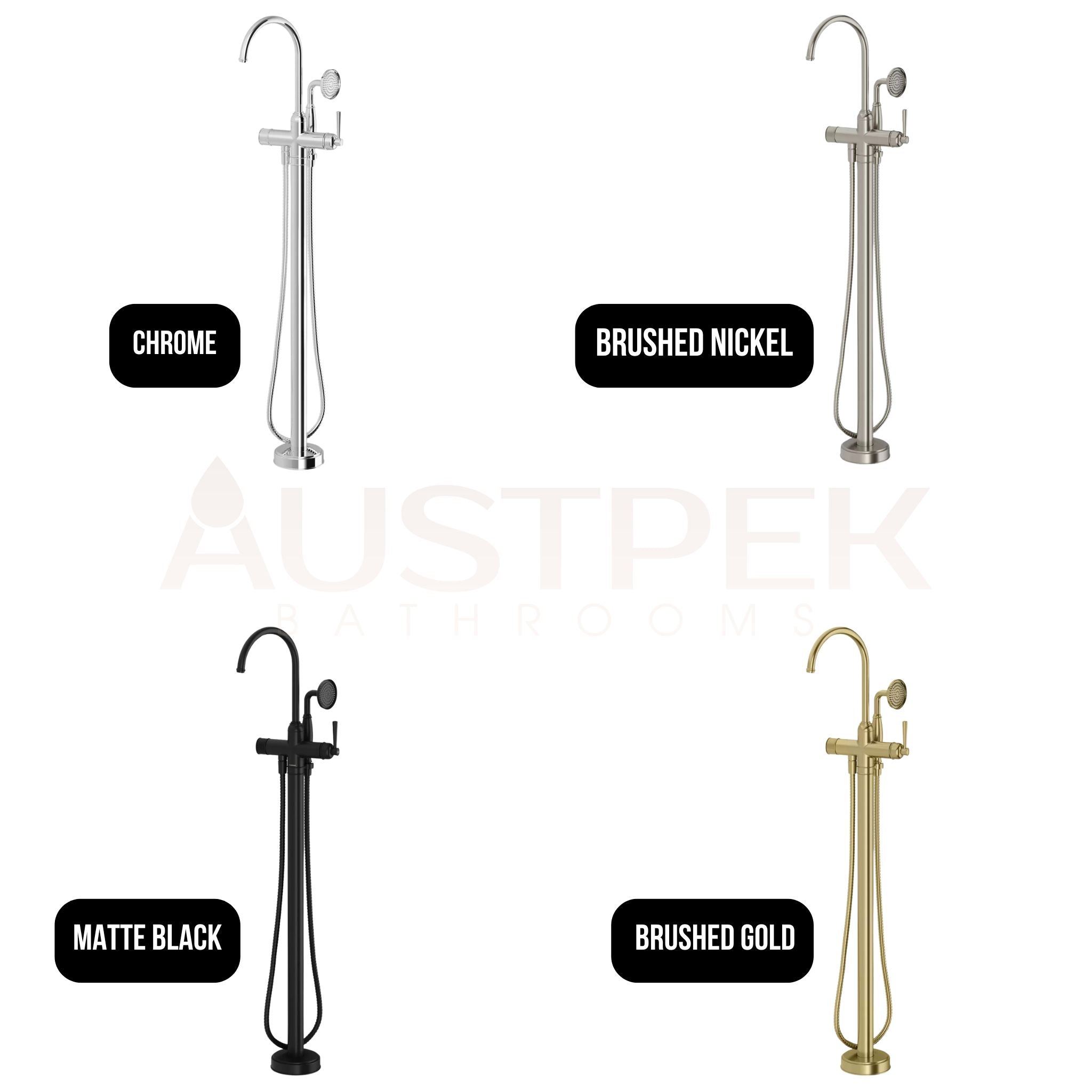 PHOENIX CROMFORD FLOOR MOUNTED BATH MIXER WITH HAND SHOWER BRUSHED GOLD