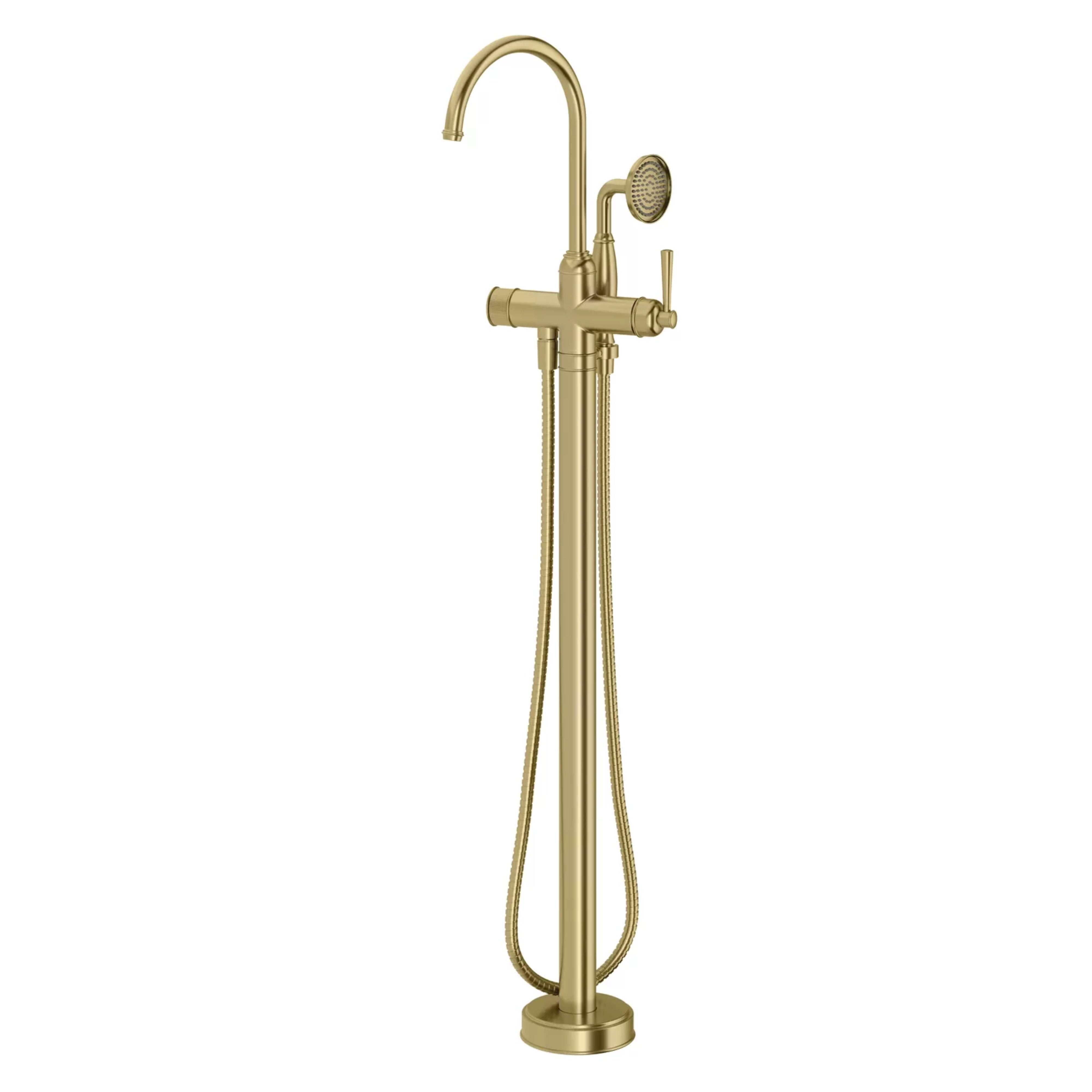 PHOENIX CROMFORD FLOOR MOUNTED BATH MIXER WITH HAND SHOWER BRUSHED GOLD