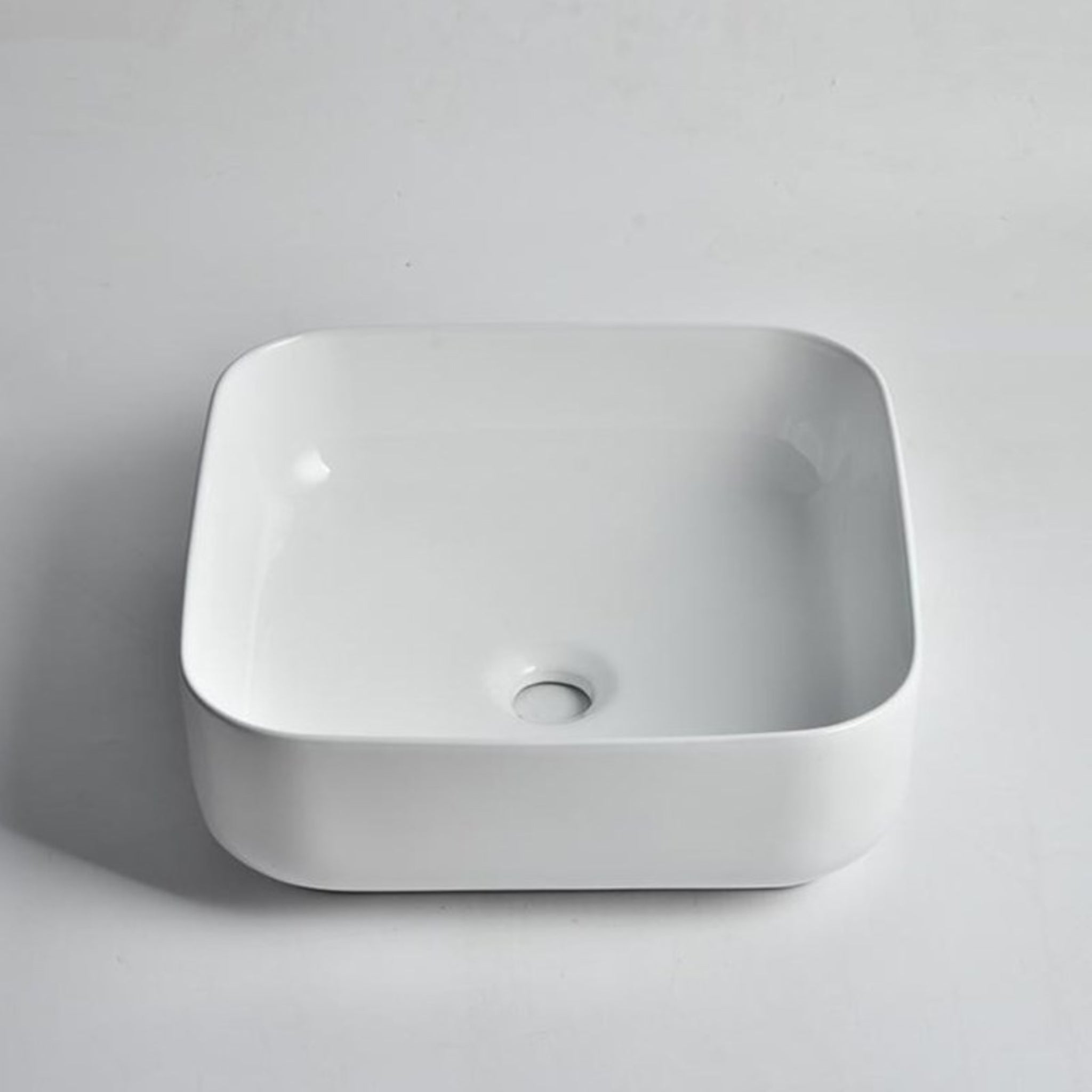 AQUAPERLA CERAMIC SQUARE ABOVE COUNTER BASIN GLOSS WHITE 385MM