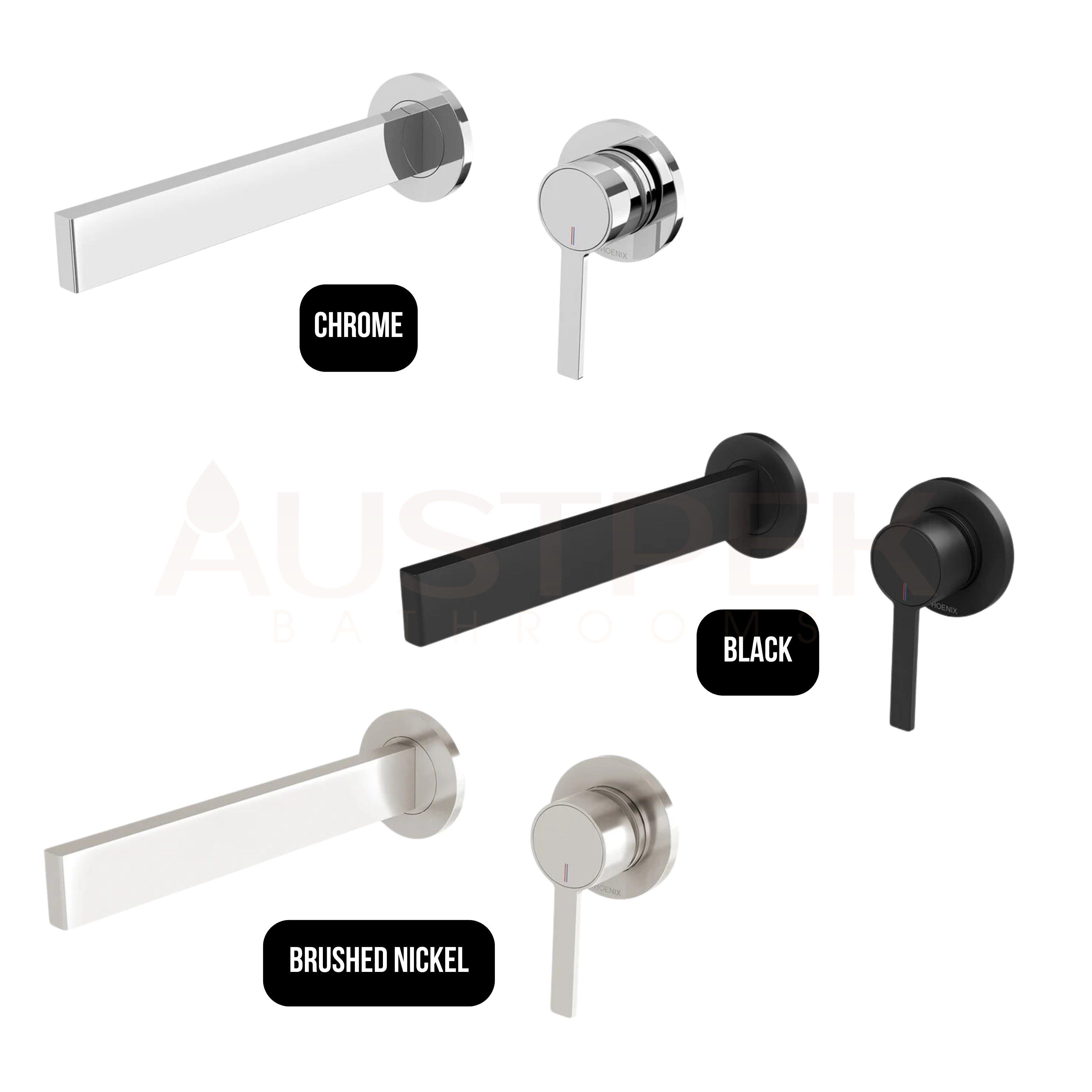 PHOENIX LEXI MKII WALL BATH MIXER SET 200MM MATTE BLACK