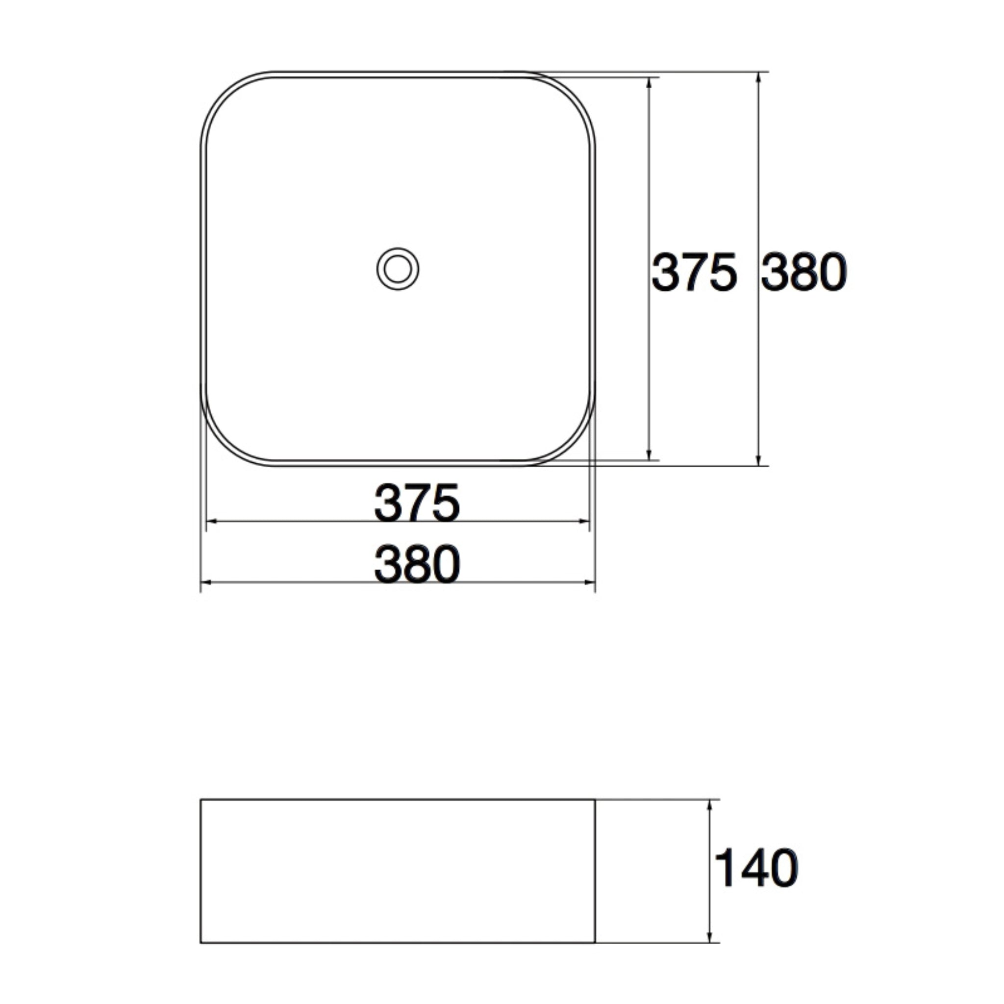 AQUAPERLA CERAMIC SQUARE ABOVE COUNTER BASIN MATTE BLACK 385MM