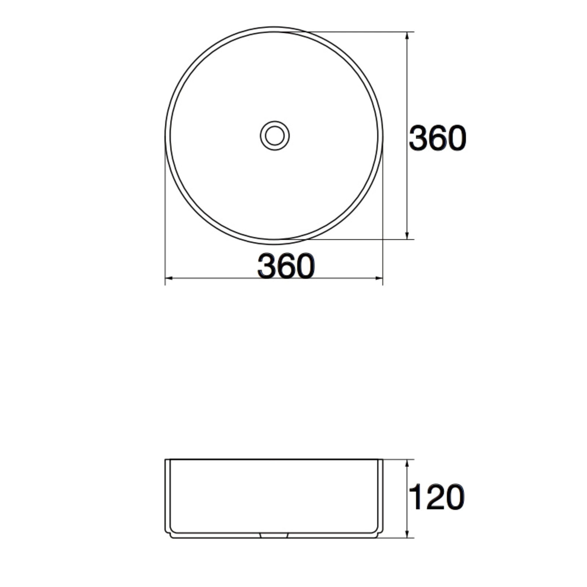 AQUAPERLA CERAMIC ROUND ABOVE COUNTER BASIN CARRARA MATTE WHITE 360MM