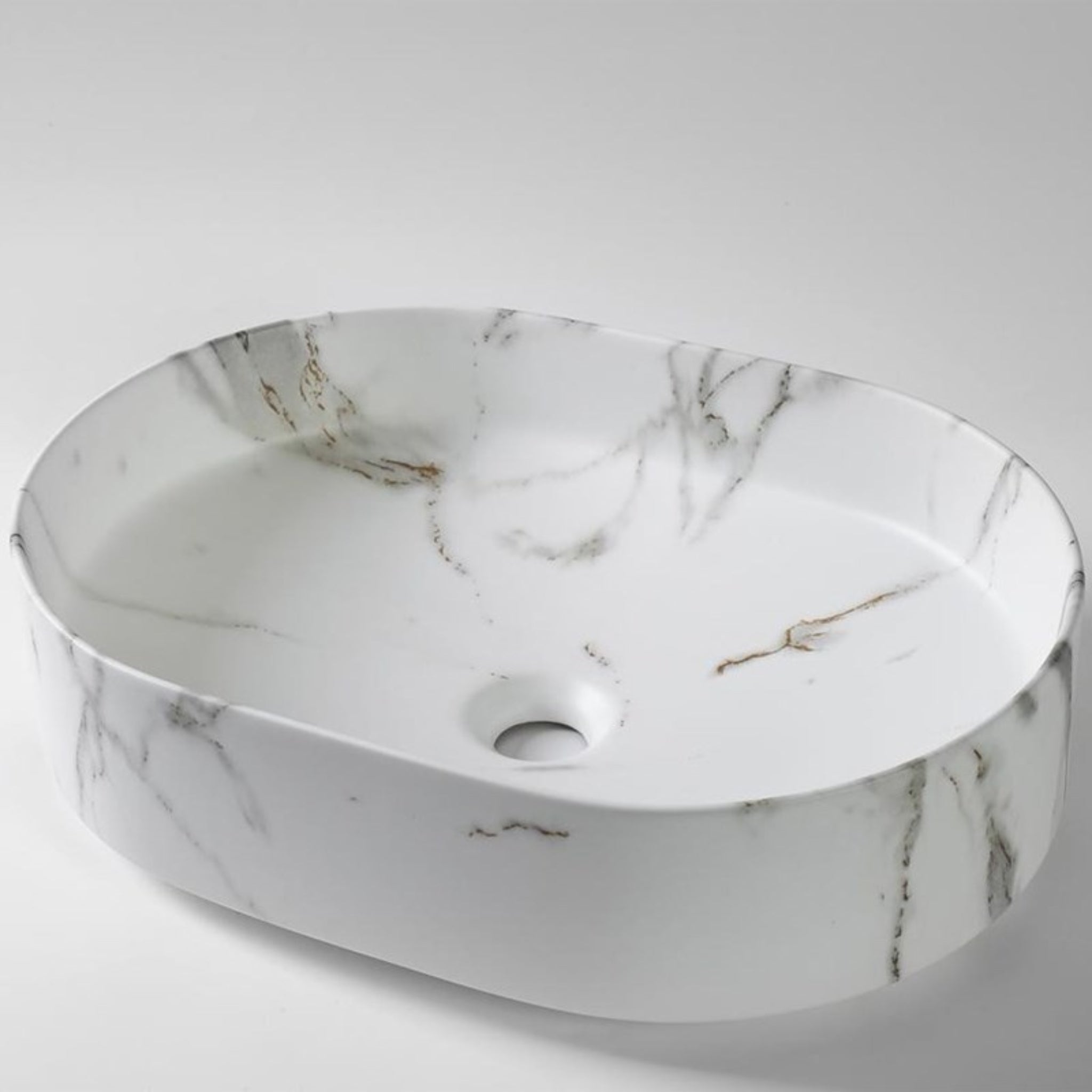 AQUAPERLA CERAMIC OVAL ABOVE COUNTER BASIN CARRARA MATTE WHITE 500MM