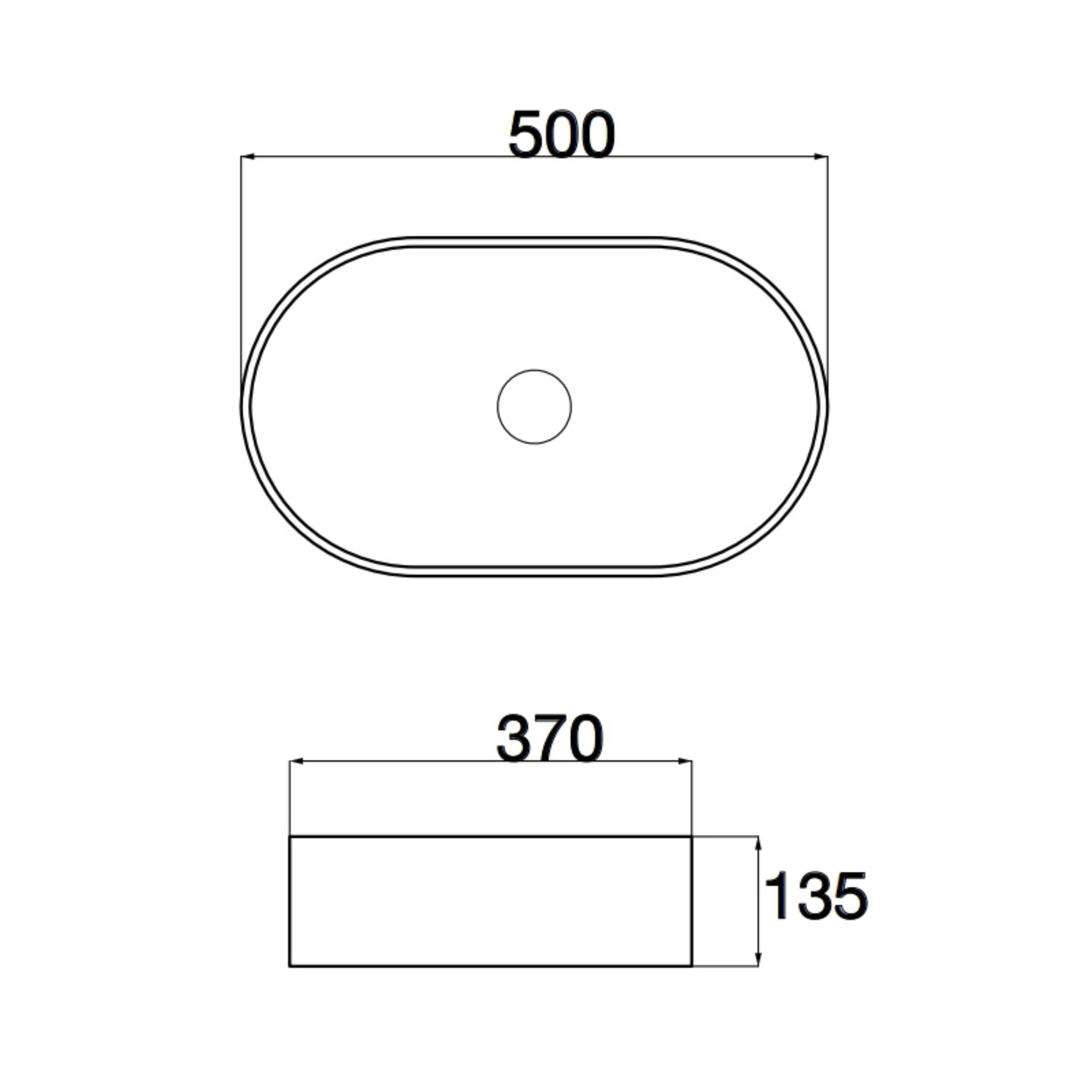 AQUAPERLA CERAMIC OVAL ABOVE COUNTER BASIN CARRARA MATTE WHITE 500MM