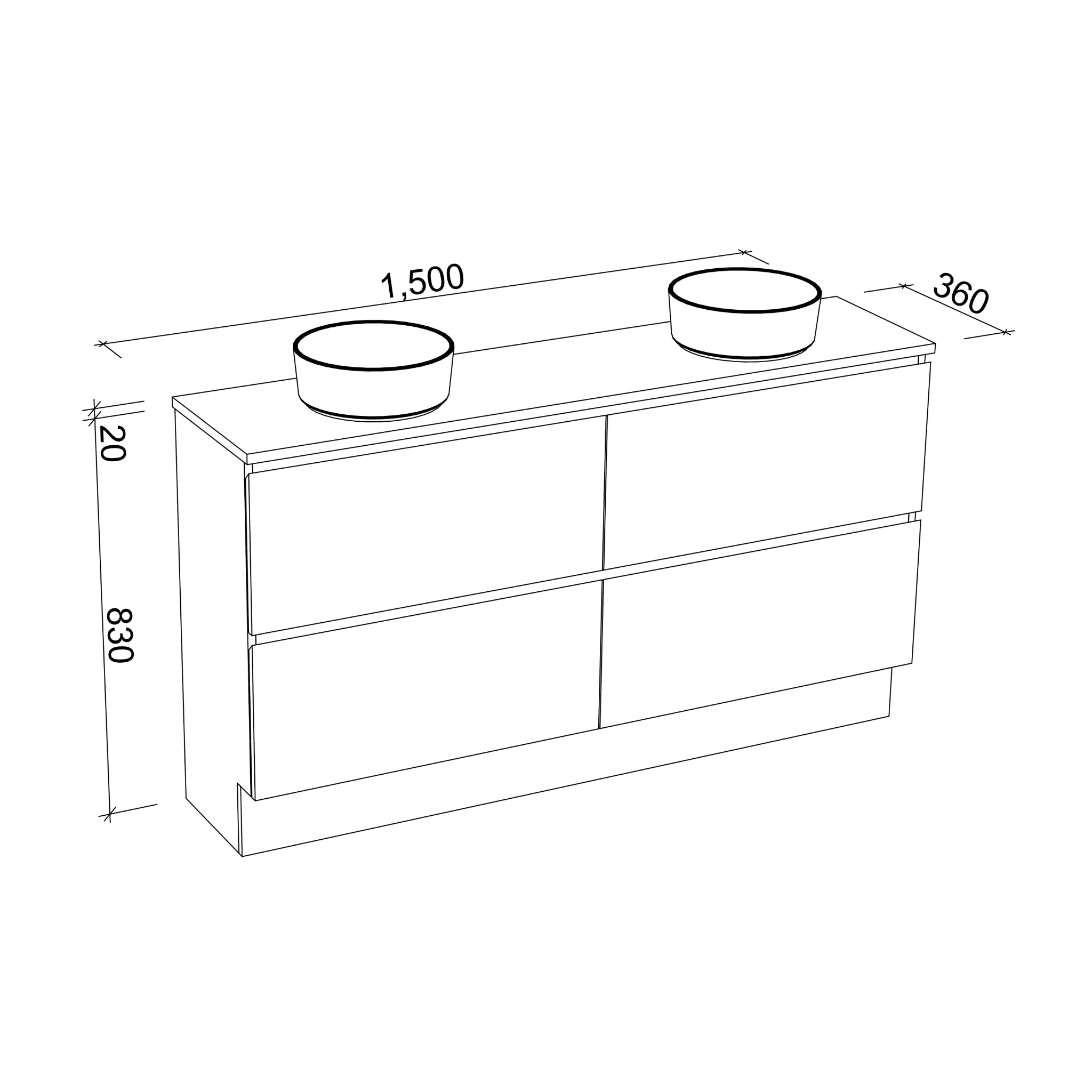 Test 2 TIMBERLINE BILLIE SPACE SAVING CUSTOM FLOOR STANDING VANITY (ALL SIZING) (Copy)