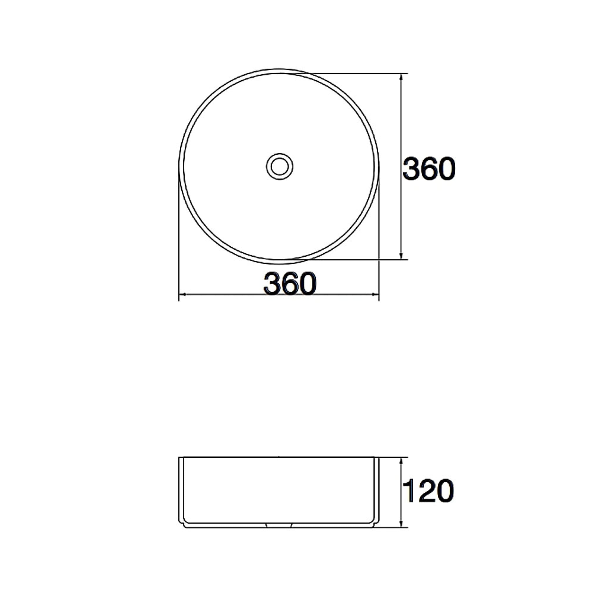 AQUAPERLA CERAMIC ROUND ABOVE COUNTER BASIN MATTE BLACK AND WHITE 360MM