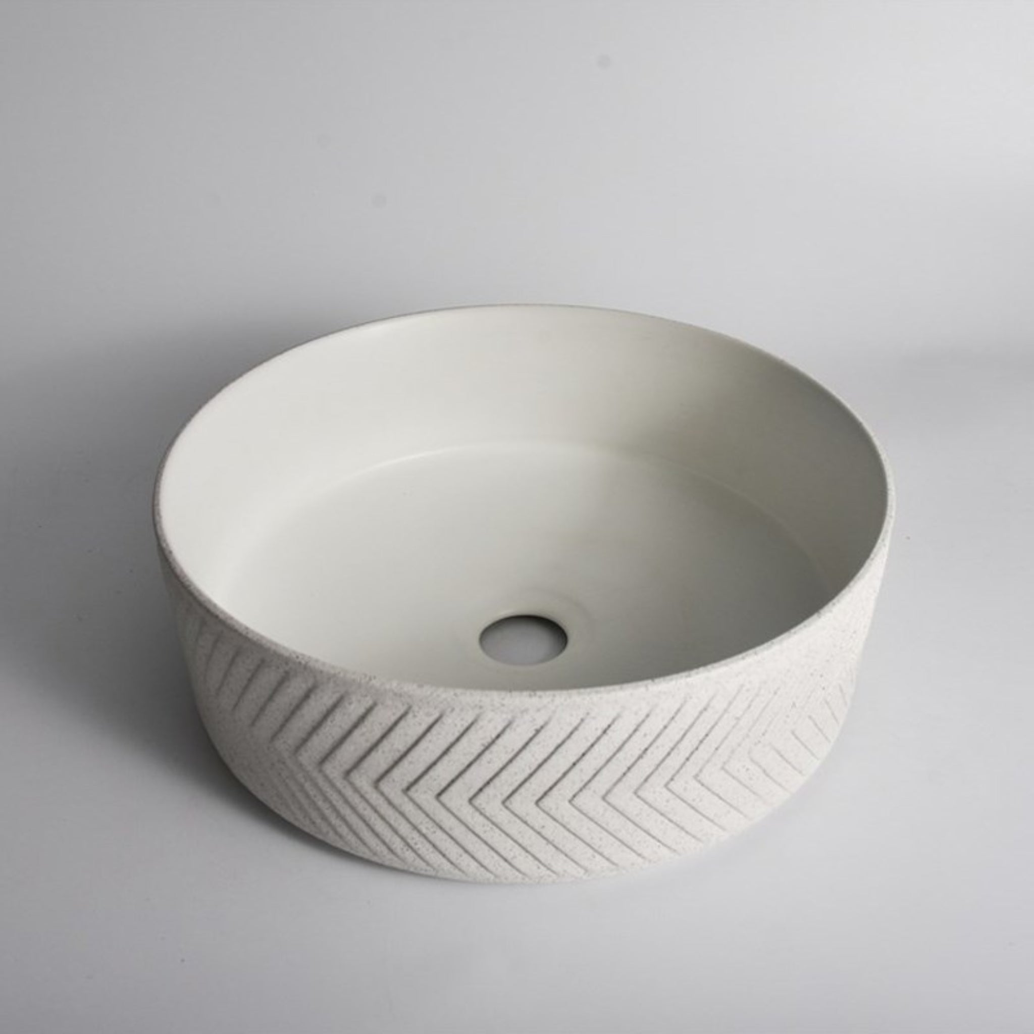 AQUAPERLA CERAMIC TEXTURED ABOVE COUNTER BASIN MATTE WHITE 360MM