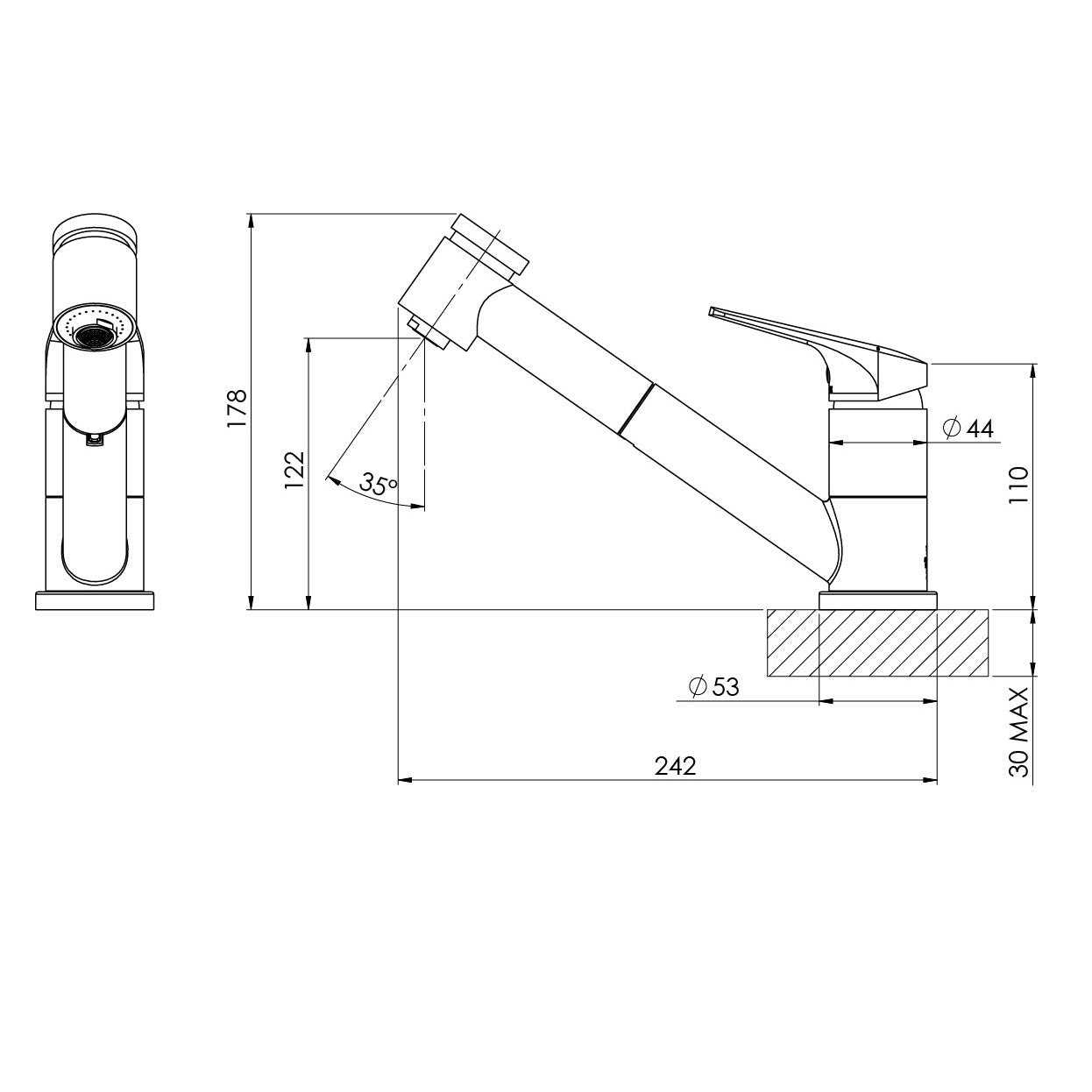 PHOENIX IVY MKII PULL-OUT SINK MIXER 242MM MATTE BLACK