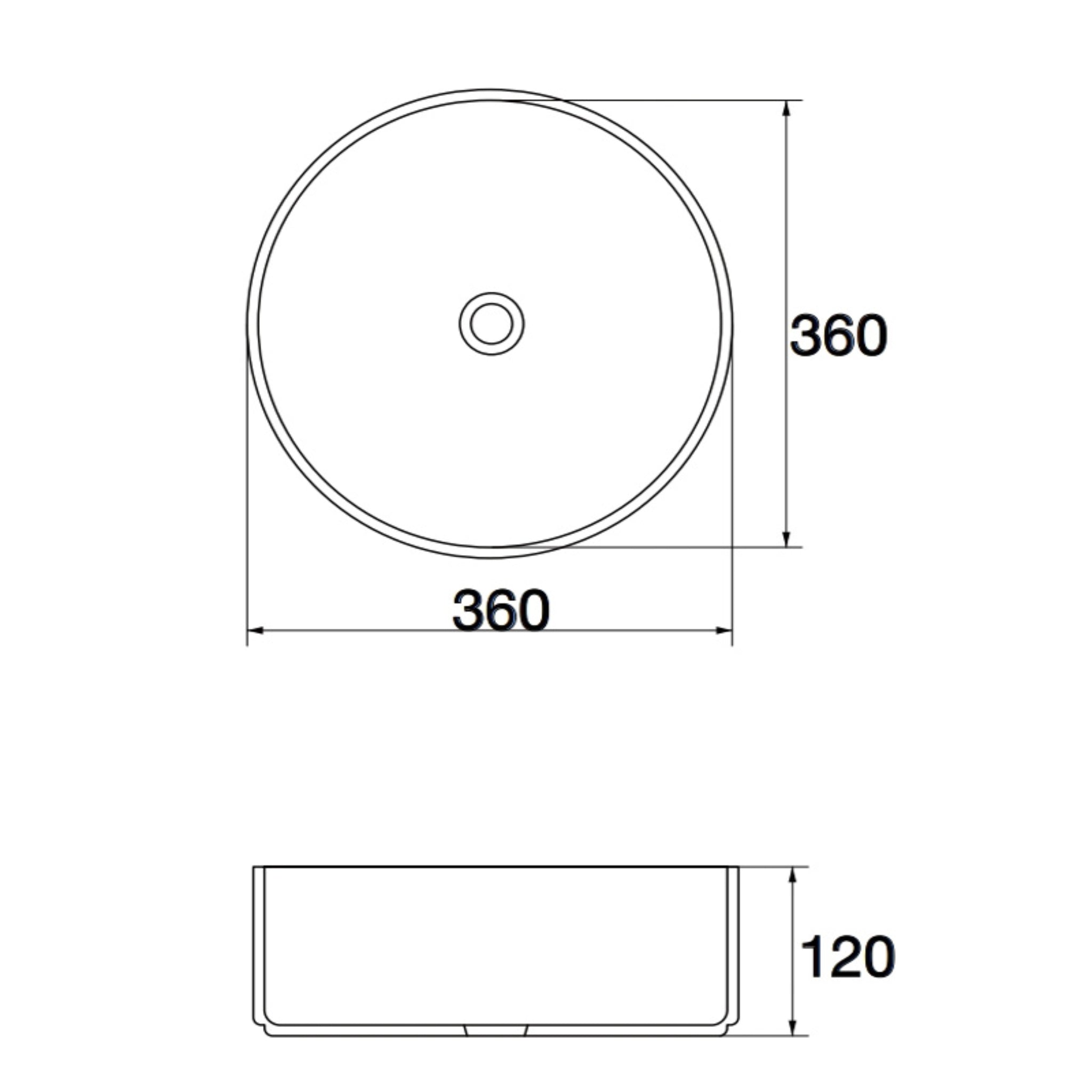 AQUAPERLA CERAMIC TEXTURED ABOVE COUNTER BASIN BLACK AND MATTE WHITE 360MM