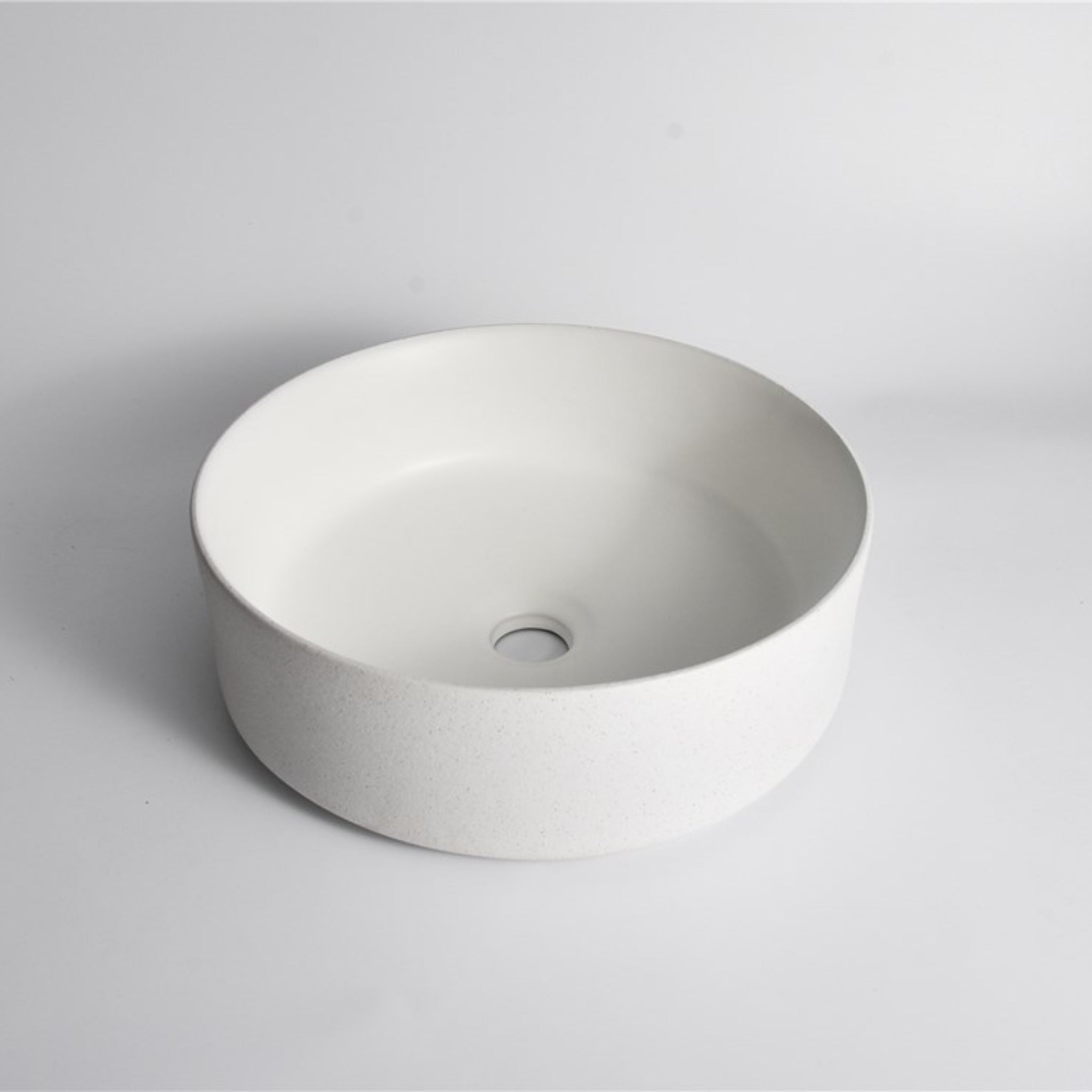 AQUAPERLA CERAMIC ROUND ABOVE COUNTER BASIN MATTE WHITE TEXTURED 360MM