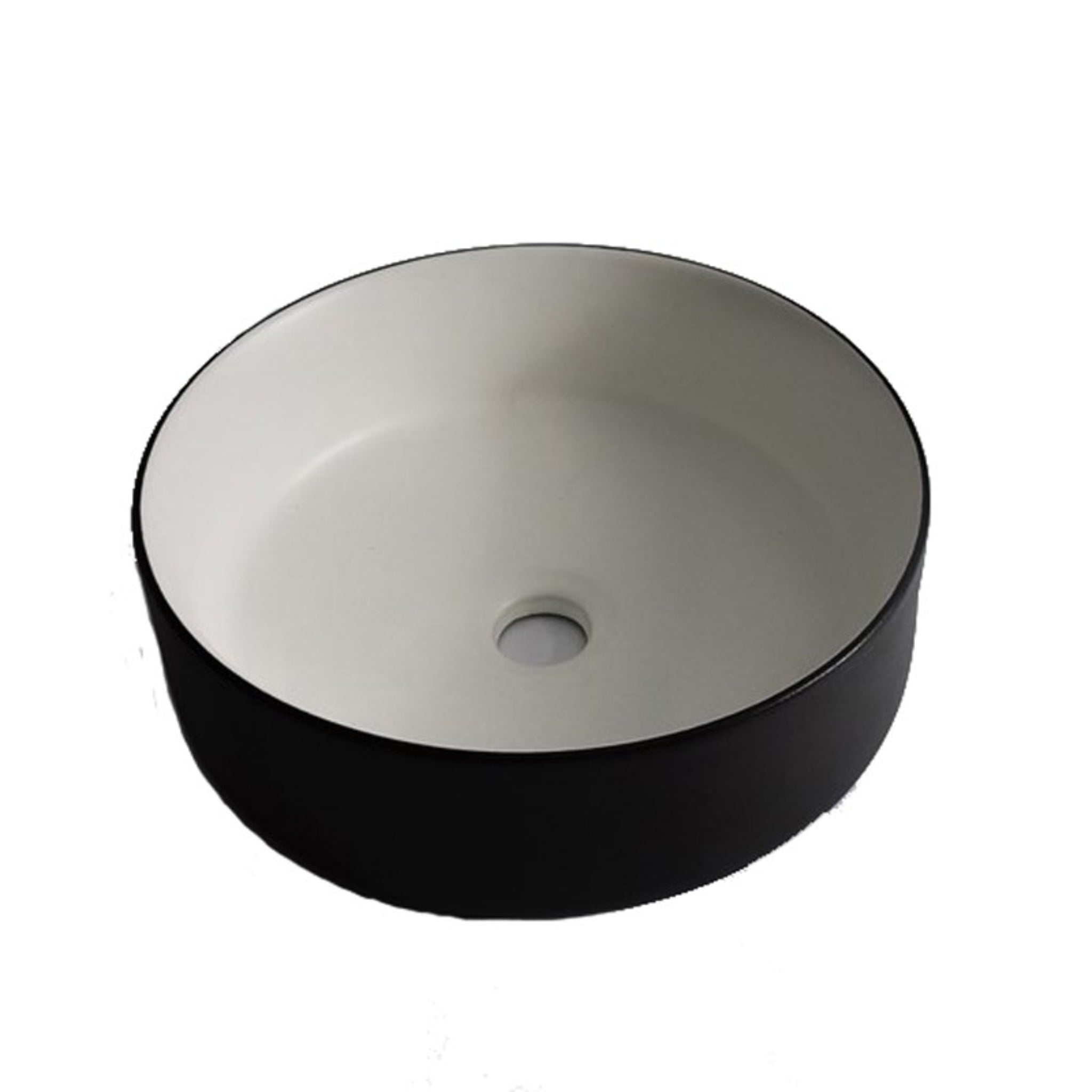 AQUAPERLA CERAMIC TEXTURED ABOVE COUNTER BASIN BLACK AND MATTE WHITE 360MM