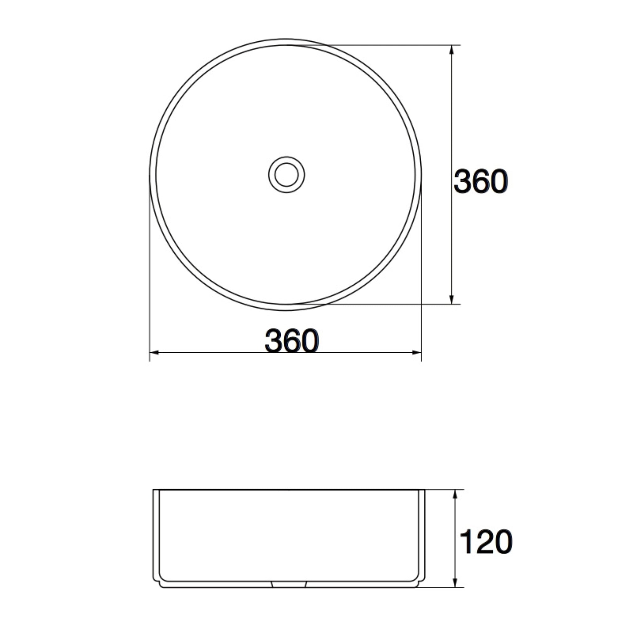 AQUAPERLA CERAMIC ROUND ABOVE COUNTER BASIN BLACK AND MATTE WHITE 360MM