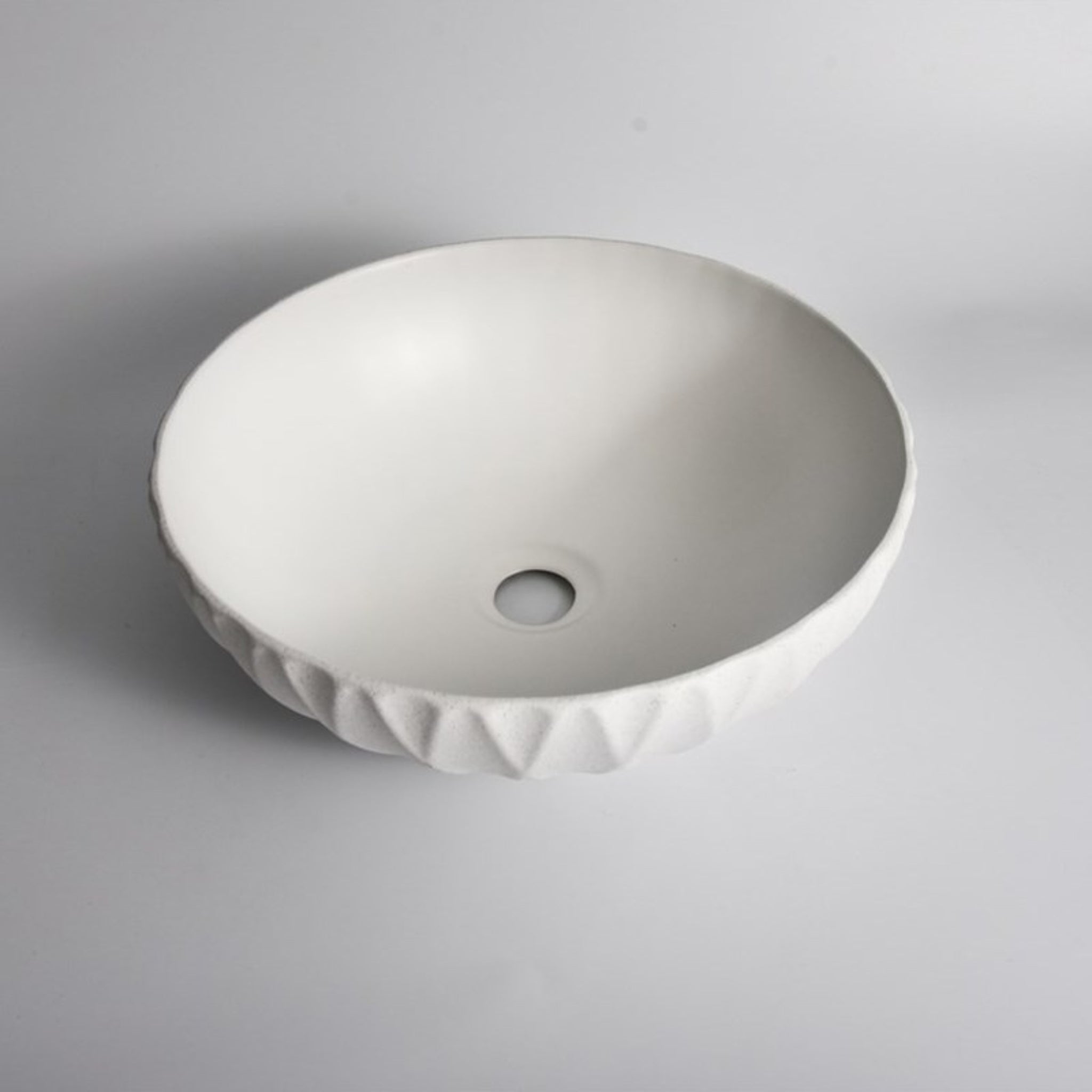 AQUAPERLA CERAMIC ROUND ABOVE COUNTER BASIN MATTE WHITE 395MM