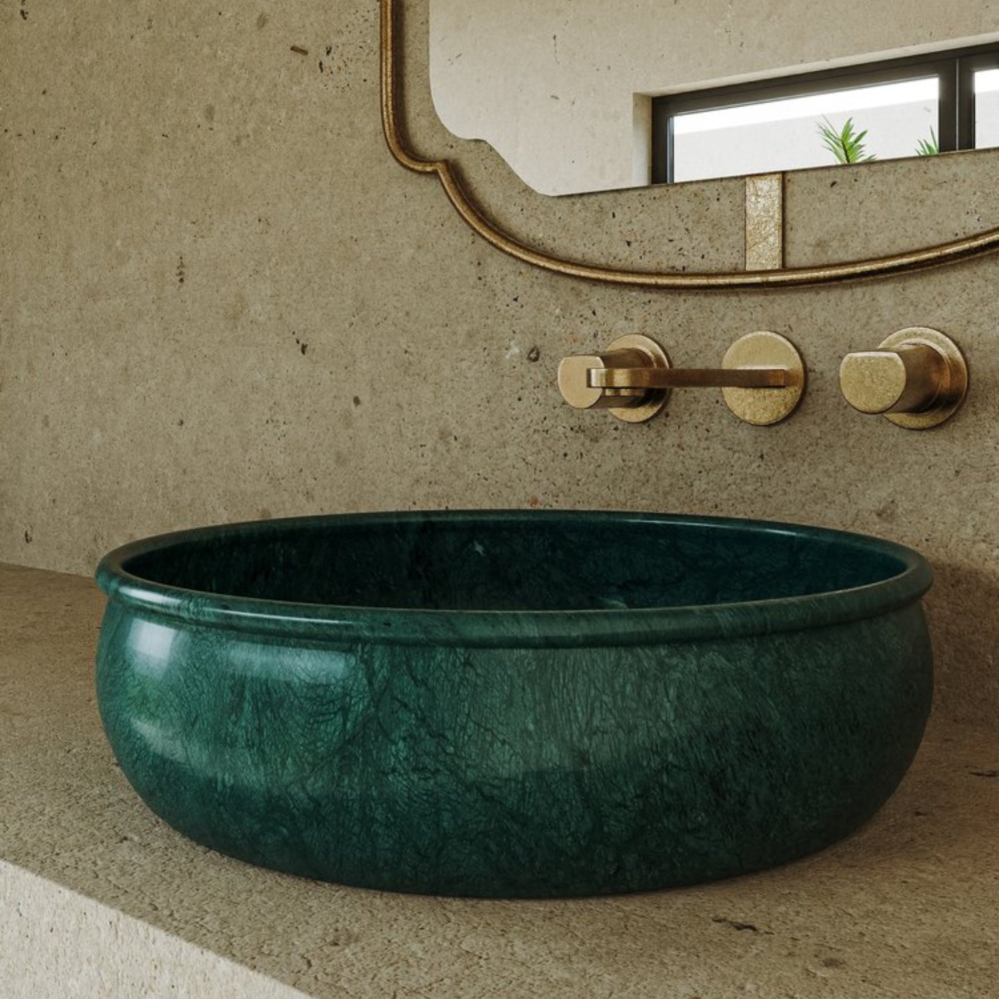 CARVUS VAN ROUND ABOVE COUNTER MARBLE BASIN RAJASTHAN GREEN 457MM