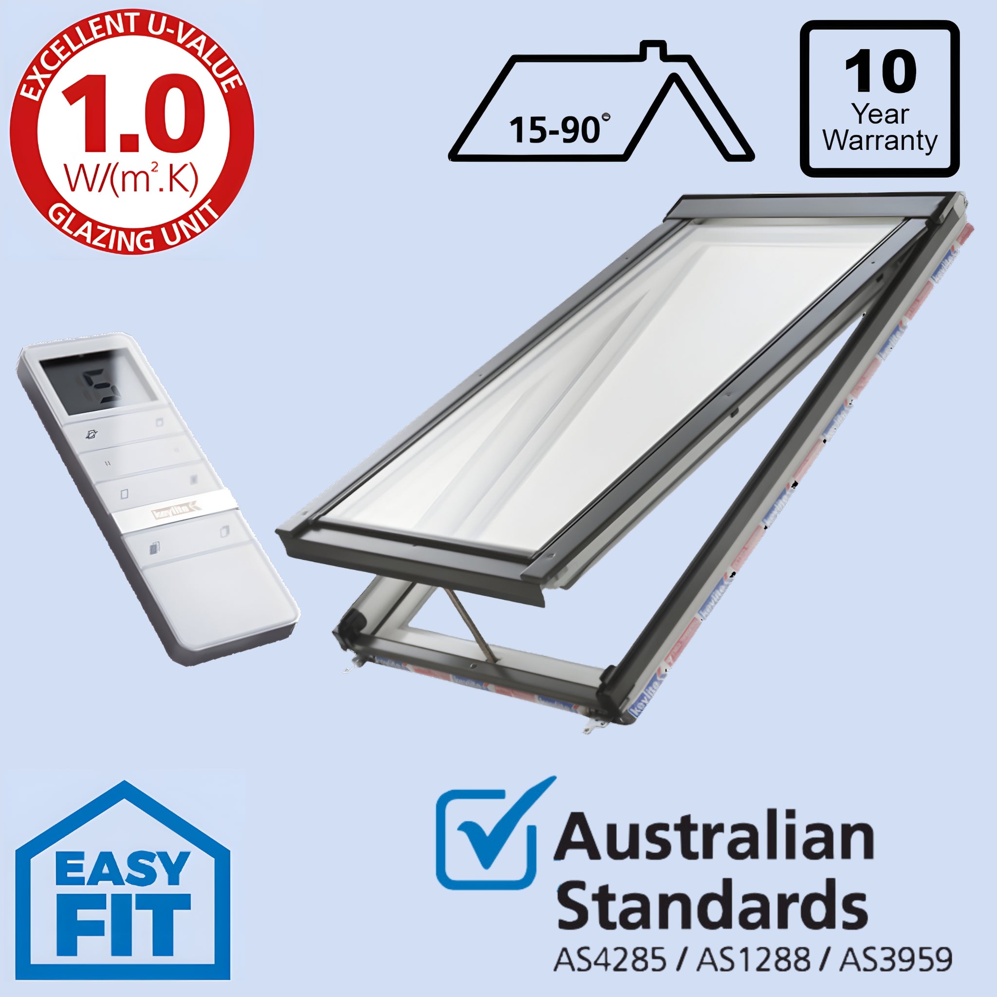 KEYLITE RWE ELECTRIC SKYLIGHT WHITE AND GREY (AVAILABLE IN MULTIPLE SIZES)