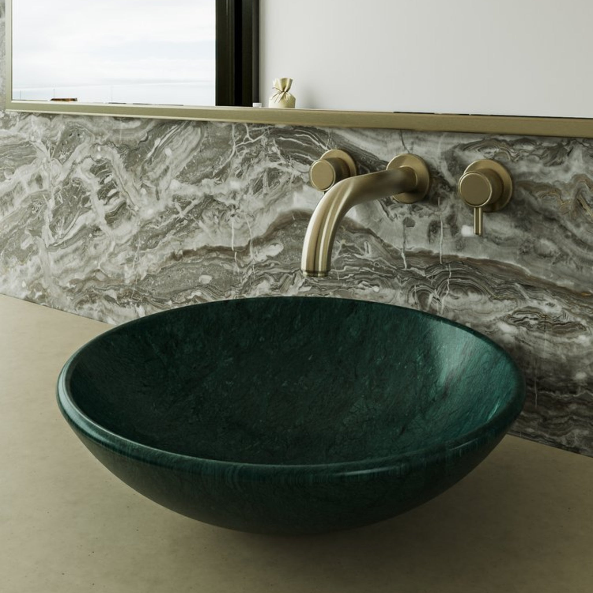 CARVUS NEER ROUND ABOVE COUNTER MARBLE BASIN RAJASTHAN GREEN 430MM