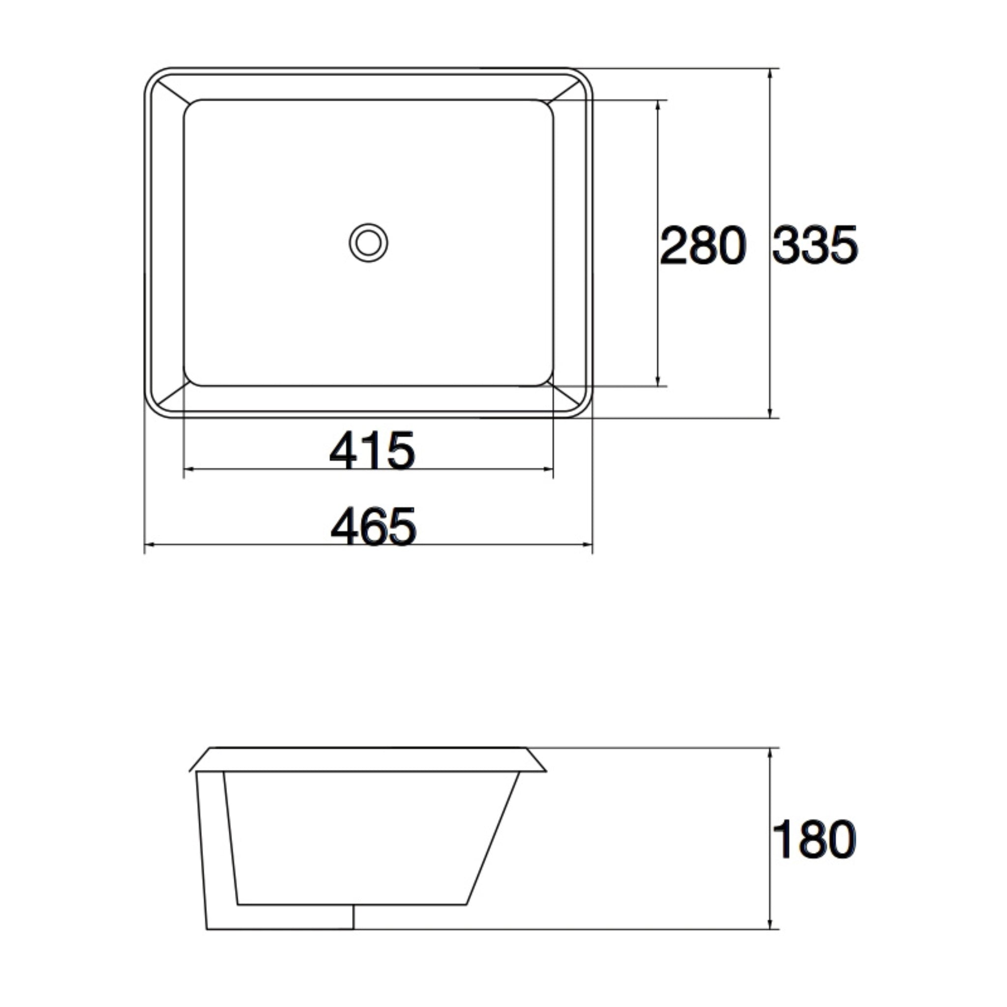 AQUAPERLA CERAMIC RECTANGULAR UNDERMOUNT BASIN GLOSS WHITE 465MM