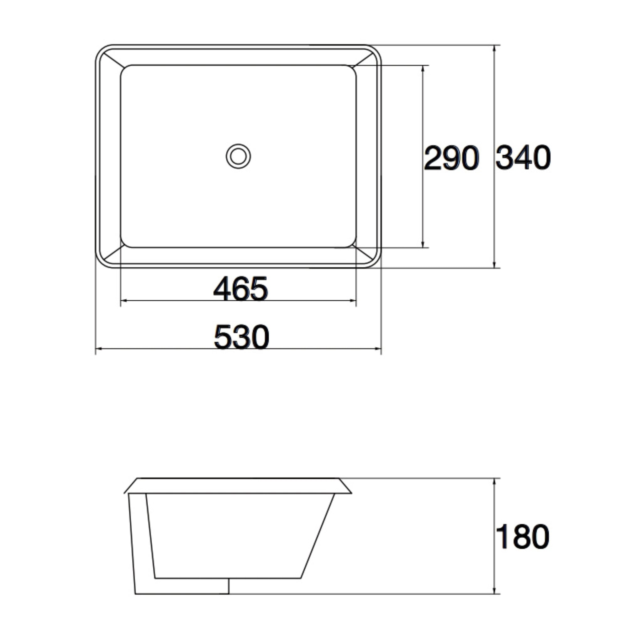 AQUAPERLA CERAMIC RECTANGULAR UNDERMOUNT BASIN MATTE WHITE 530MM