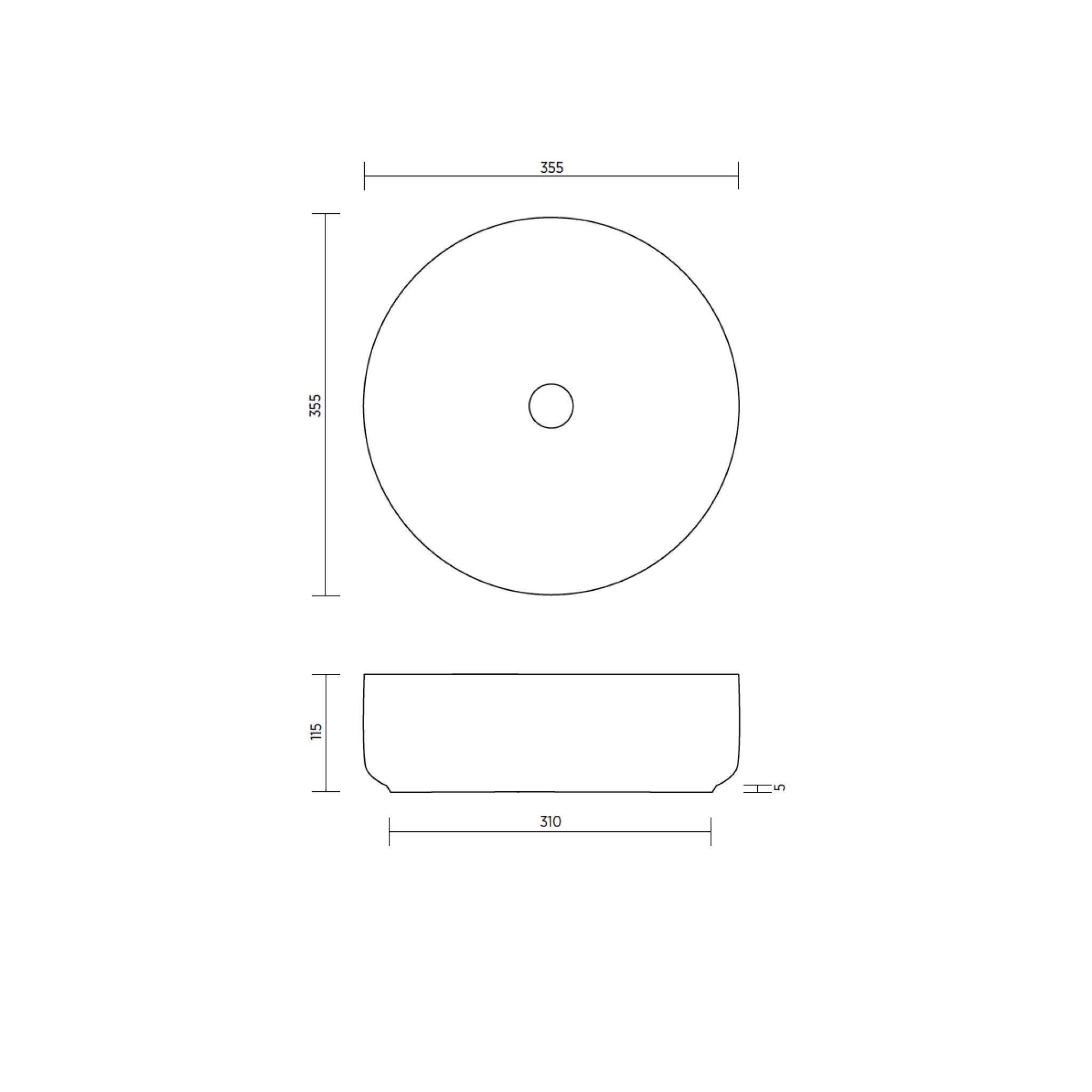 SEIMA ARKO 355 ABOVE COUNTER BASIN WHITE TEXTURE 355MM