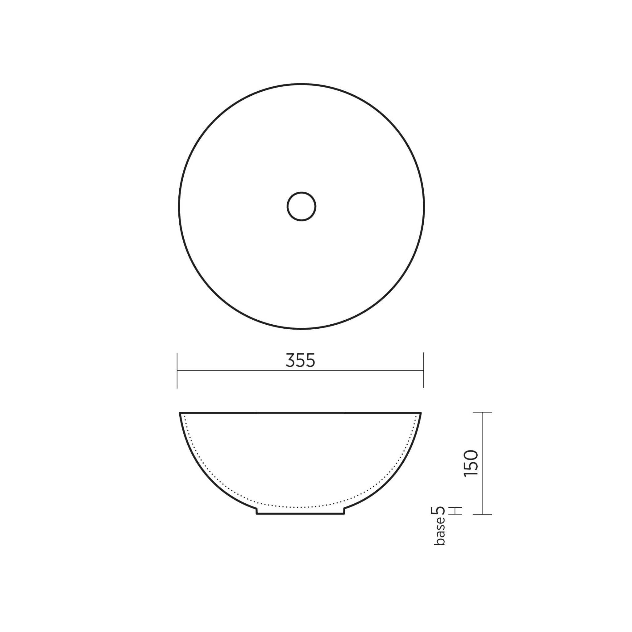 SEIMA ARKO 360 ABOVE COUNTER BASIN SILK MATTE BLACK 355MM