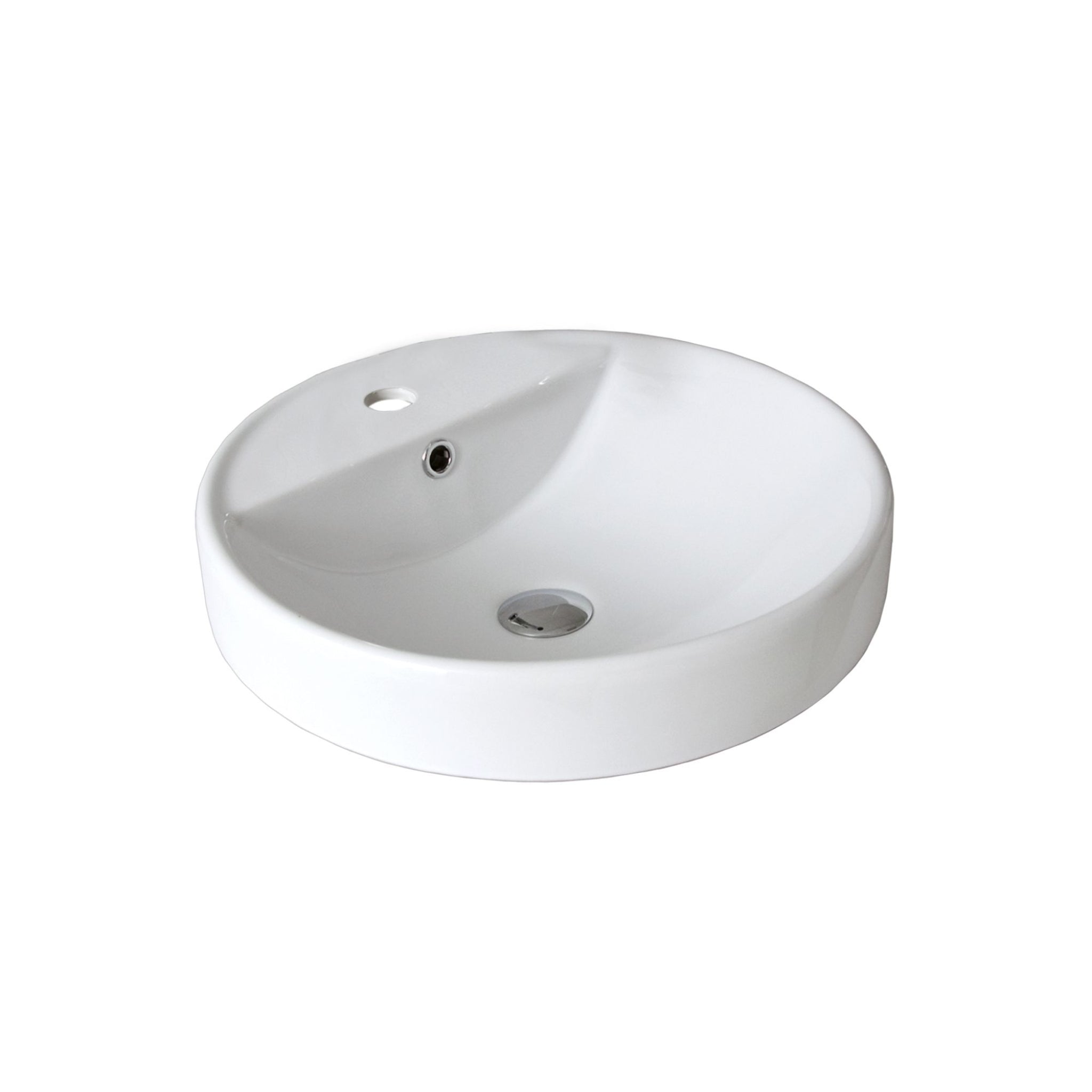 SEIMA SYROS 002 SEMI-INSET BASIN WITH TAPHOLE & OVERFLOW GLOSS WHITE 470MM