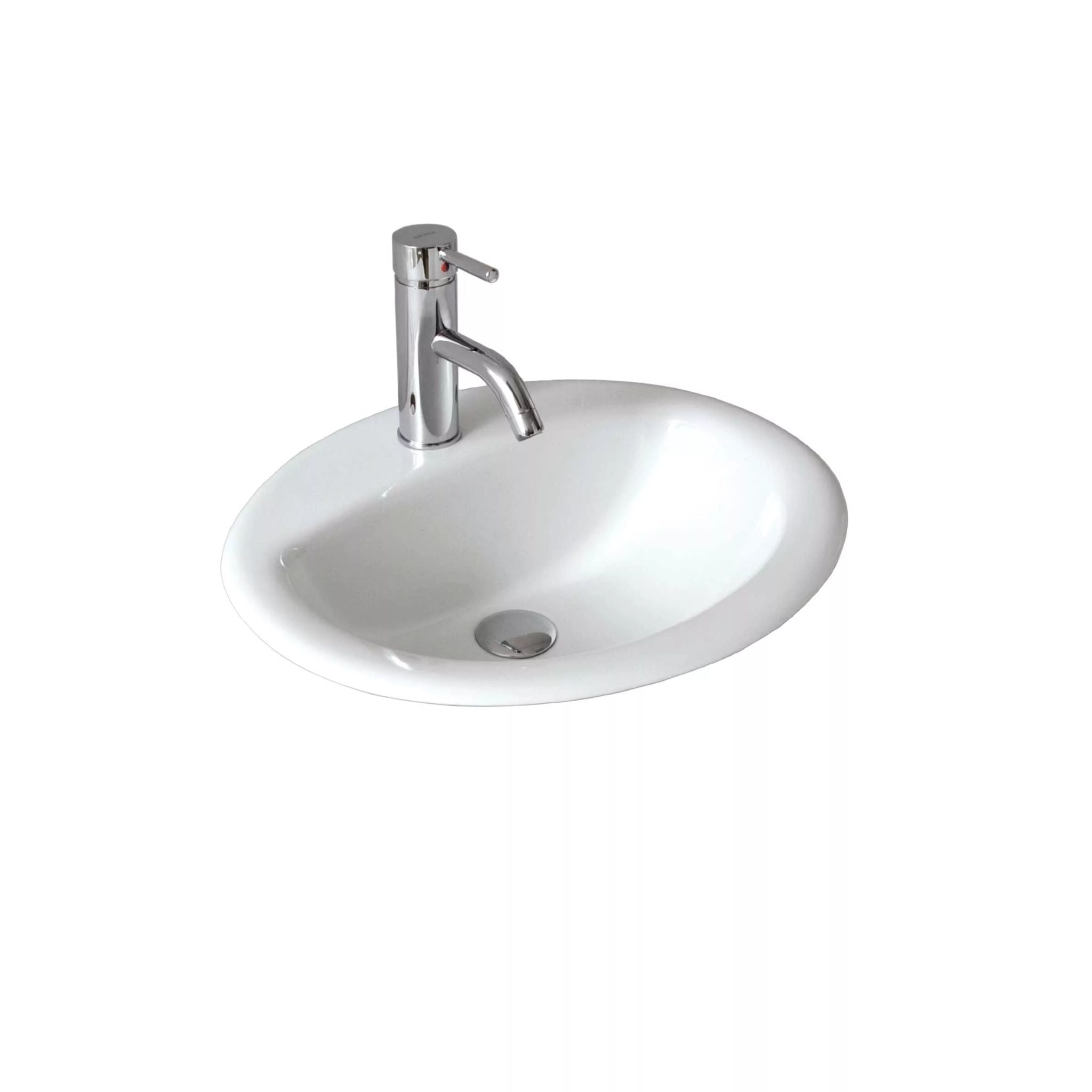 SEIMA CHIOS 201 INSET BASIN WITH TAPHOLE & OVERFLOW GLOSS WHITE 515MM