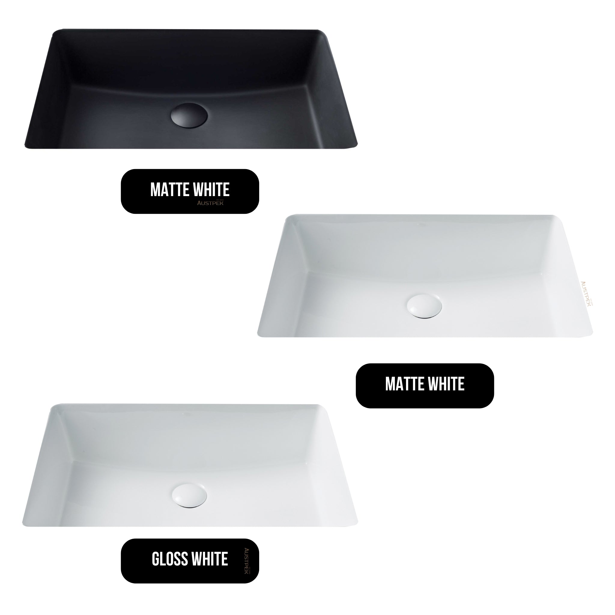 SEIMA PLATI 204 UNDER COUNTER BASIN WITH OVERFLOW GLOSS WHITE 490MM