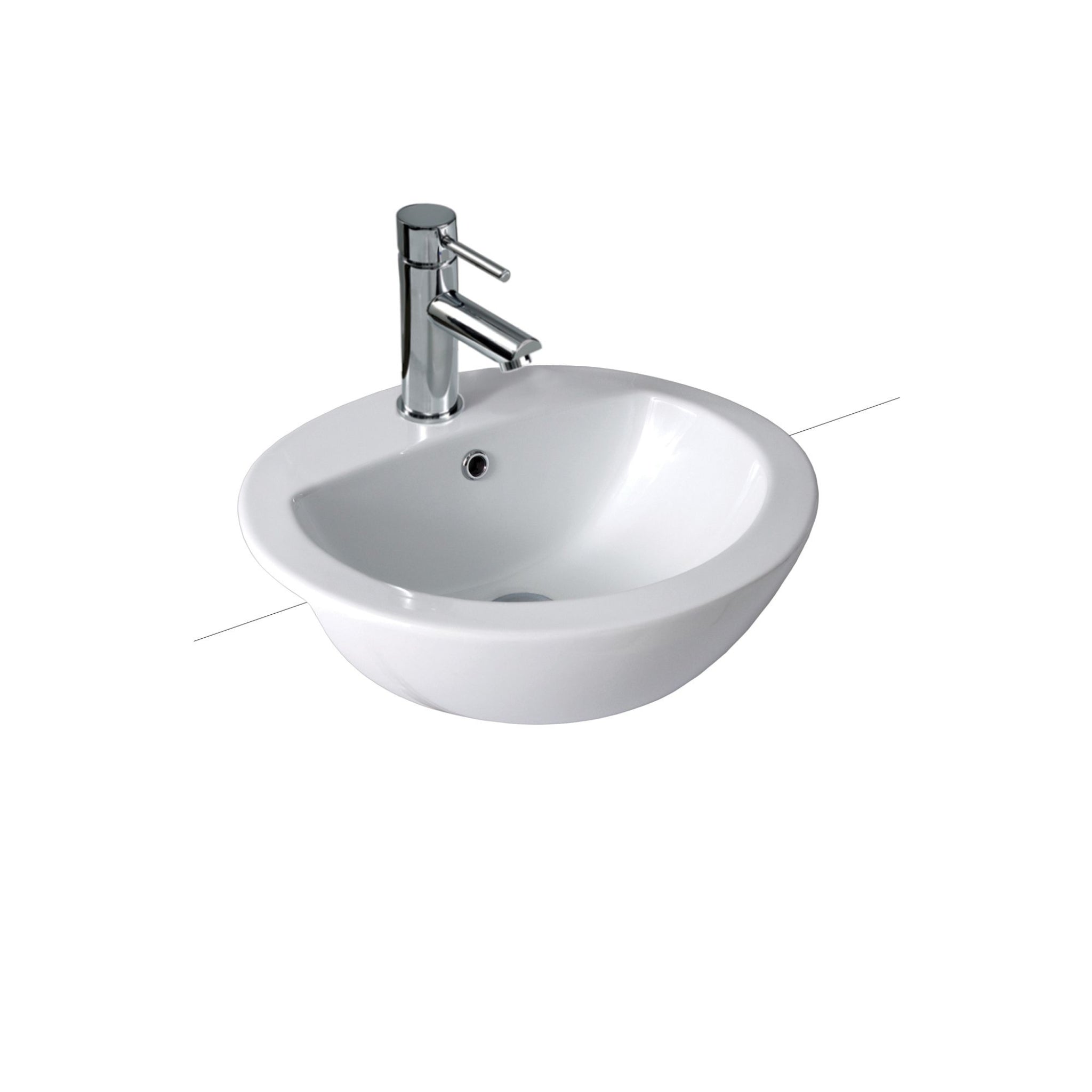 SEIMA CHIOS 205 SEMI-RECESSED BASIN WITH TAPHOLE & OVERFLOW GLOSS WHITE 500MM