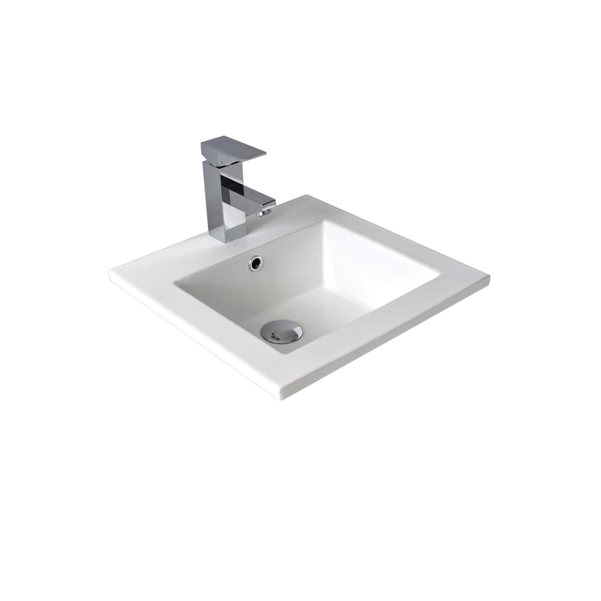 SEIMA CHIOS 208 INSET BASIN WITH TAPHOLE & OVERFLOW GLOSS WHITE 420MM