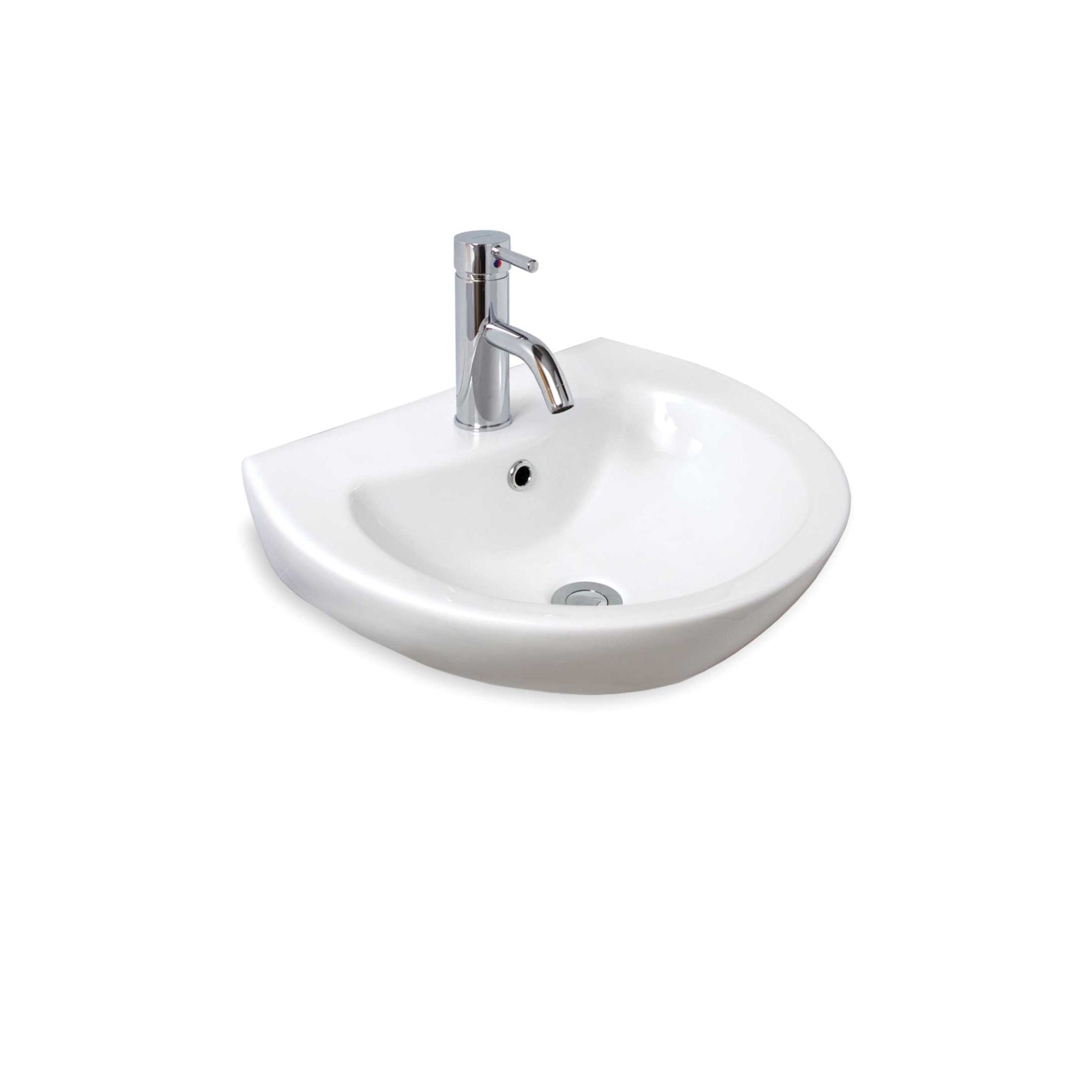 SEIMA CHIOS 515 WALL HUNG BASIN WITH TAPHOLE & OVERFLOW GLOSS WHITE 500MM