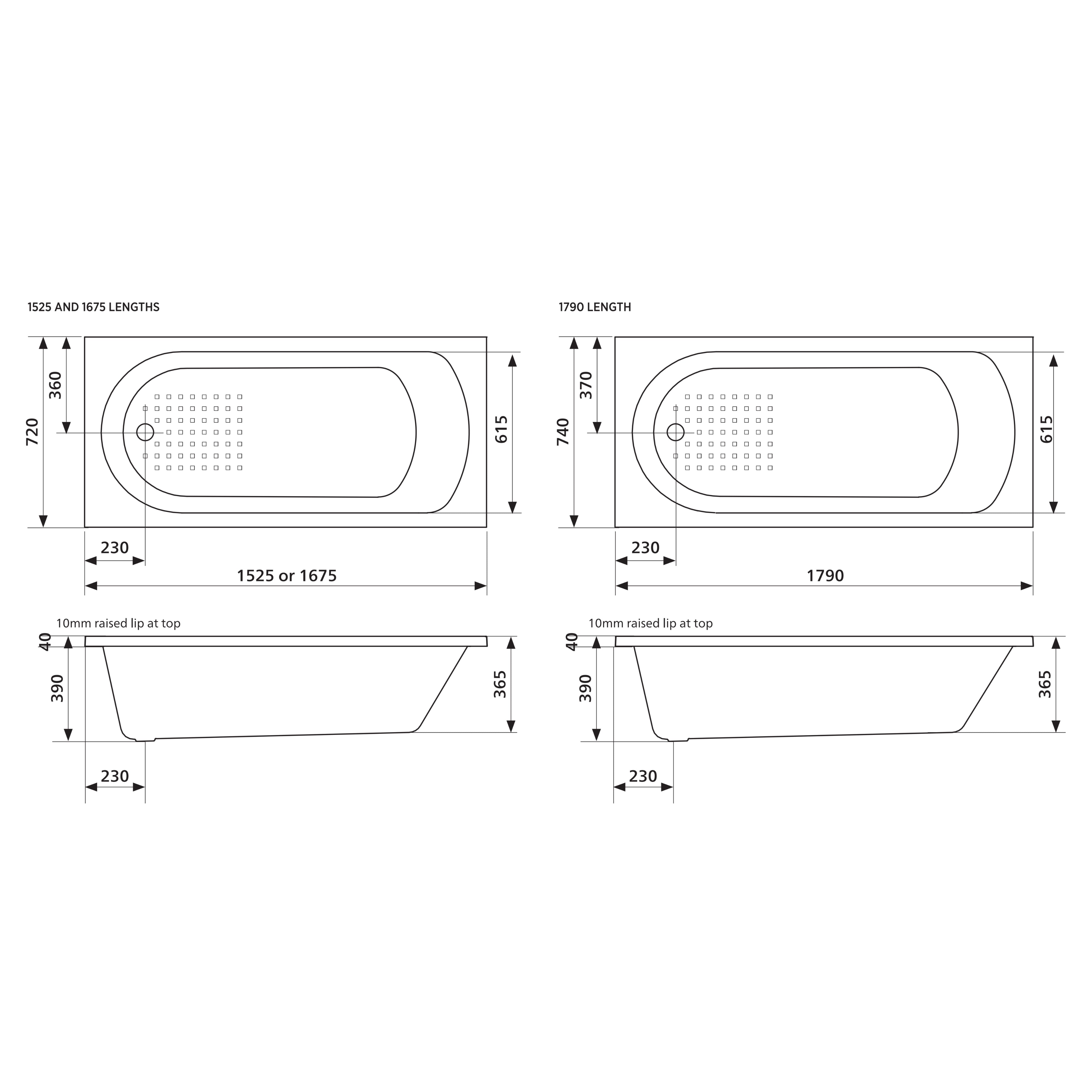 SEIMA CHIOS 102 TONDO INSET BATHTUB WITH PREMIUM OVERFLOW GLOSS WHITE (AVAILABLE IN 1525MM, 1675MM AND 1790MM)