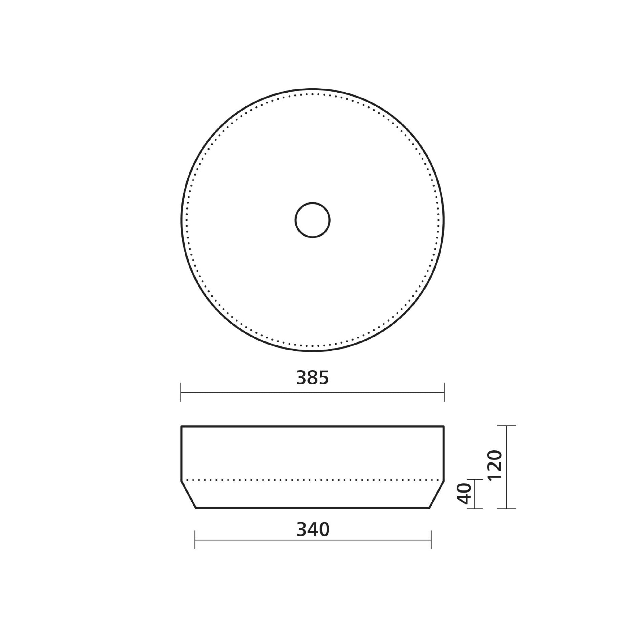 SEIMA AURORA 385 ABOVE COUNTER BASIN SILK MATTE WHITE 385MM